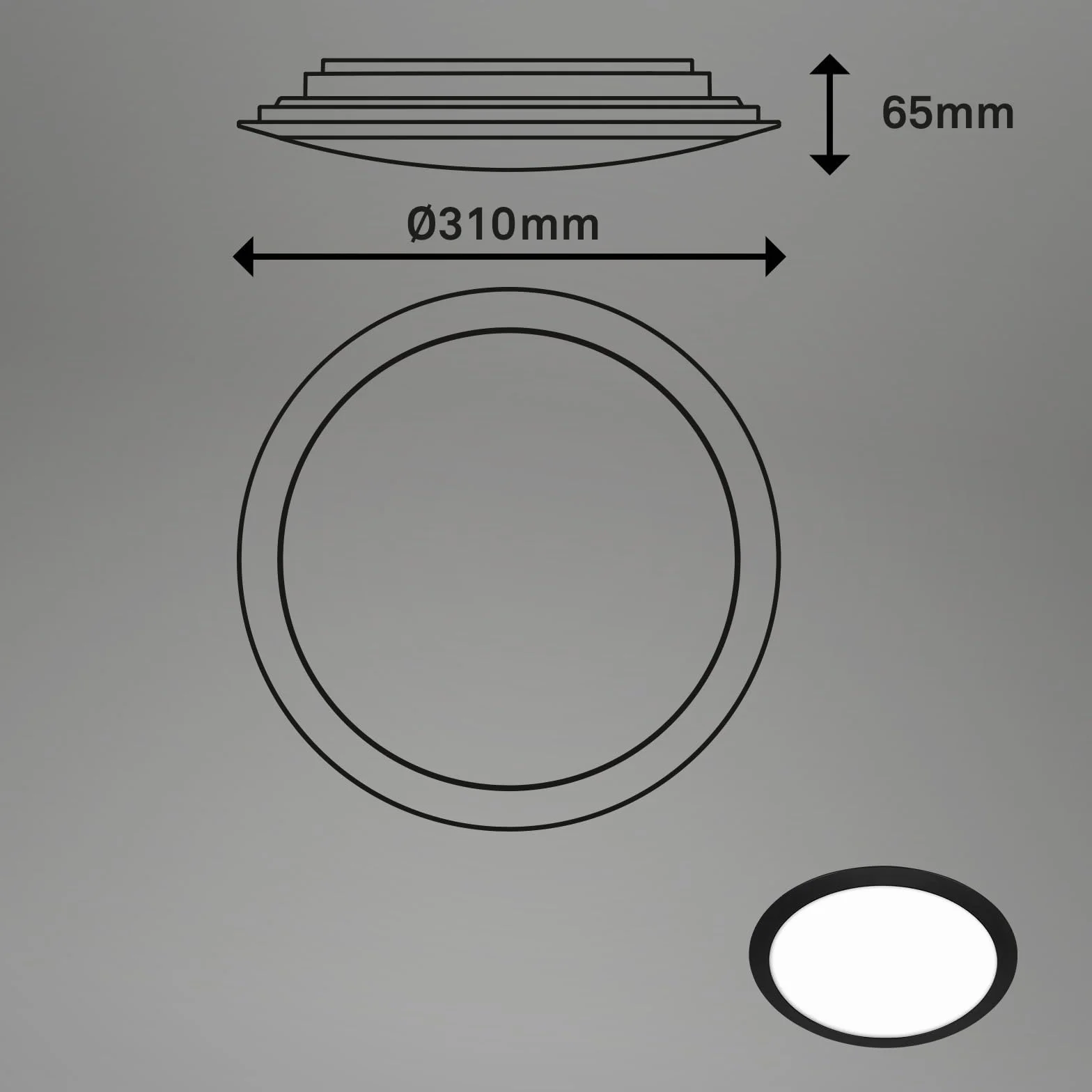 BRILONER Lámpara de techo LED baño IP44 310x65mm Negro
