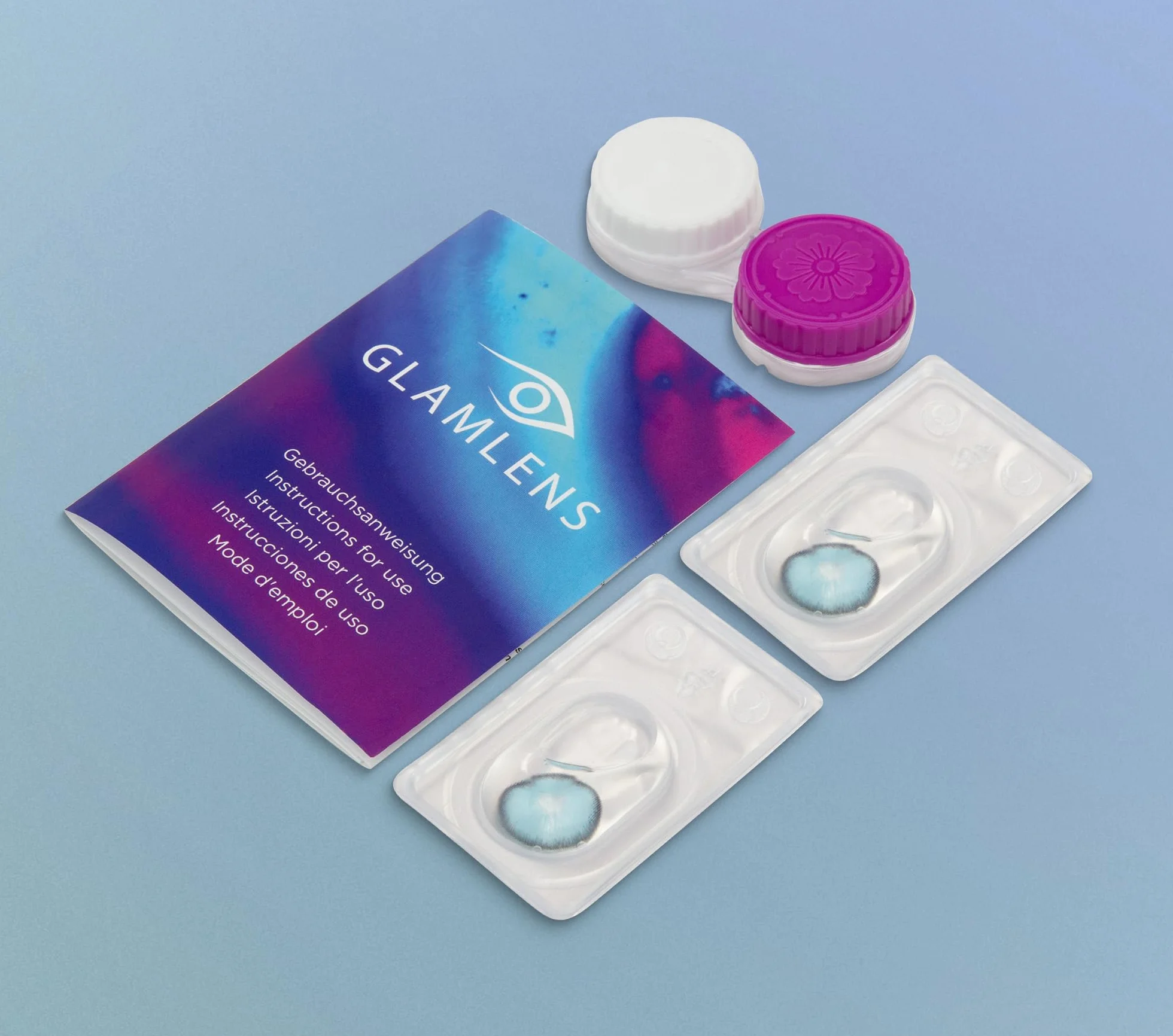 GLAMLENS lentillas de color bleu Barcelona Blue 1 par 90 Días Sin Graduación 0.00 dioptrías blandas silicona hidrogel