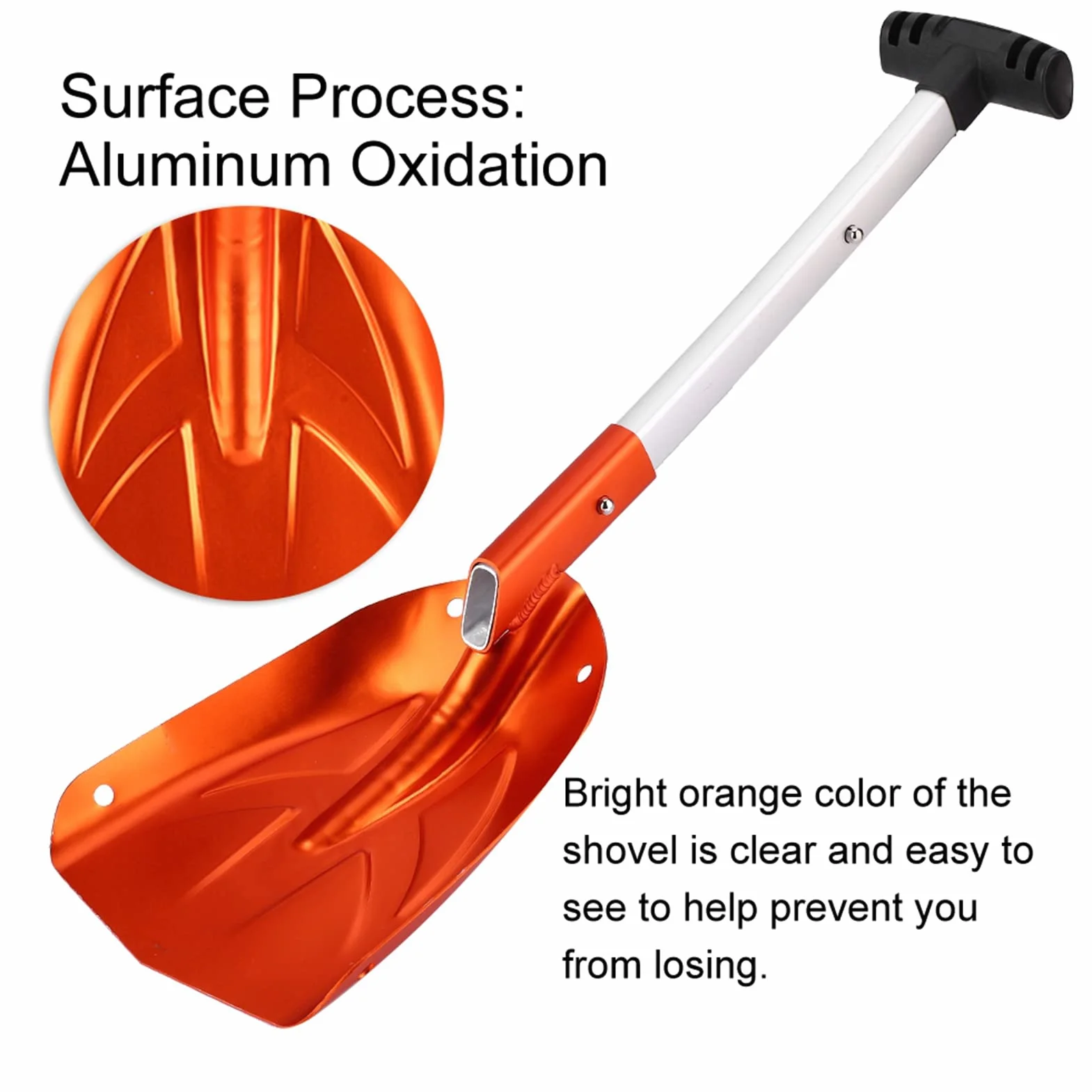 Remoción de nieve,Pala de nieve de emergencia telescópica desmontable de aleación de aluminio,Pala de nieve,Pala de nieve multifuncional for automóvil Pala de hielo for nieve de invierno,para remoción