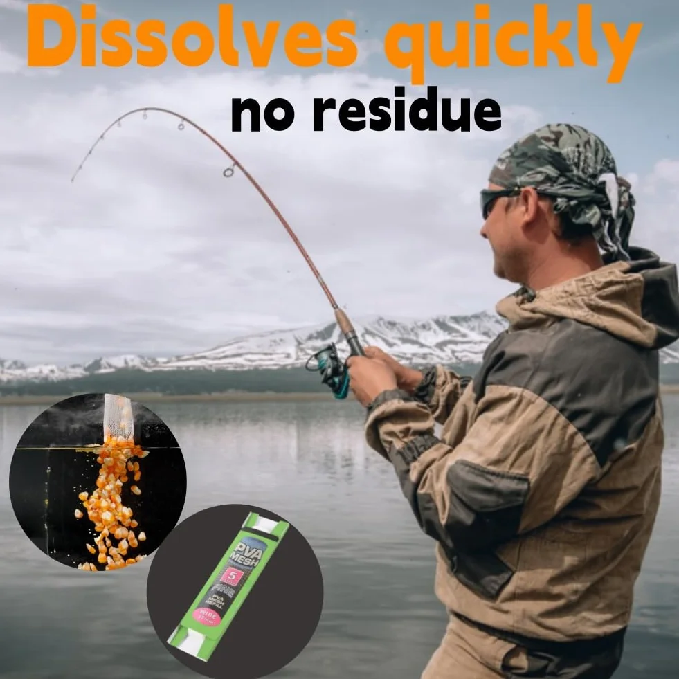 Bolsas de Envoltura de Cebo,4pcs ed de Pesca de PVA,Bolsa de PVA,Malla de PVA de Fusión Rápida,Pesca Mesh Bolsas de Cebo de Malla PVA Carga Agua Rapide Carpa Carga Soluble