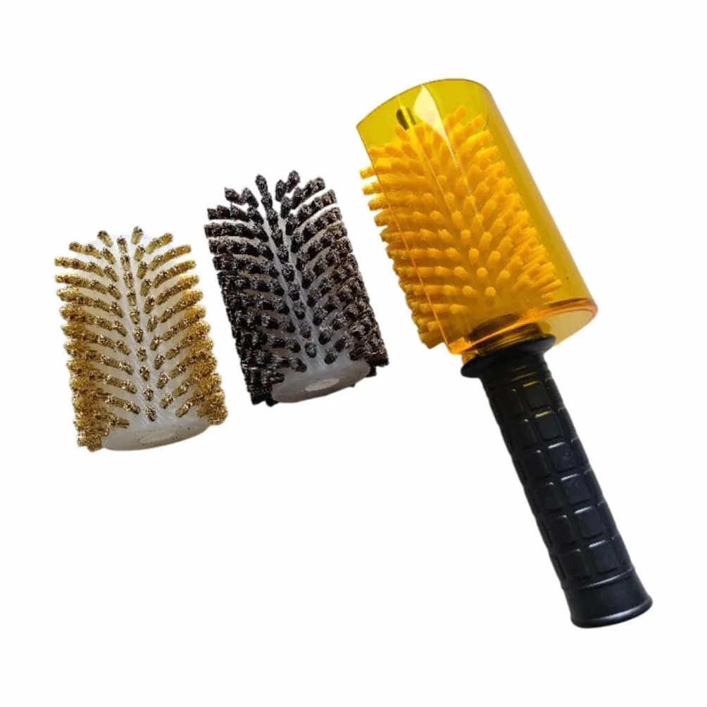 rockible Kit de Cepillos para Encerar Snowboard, Cepillos para Encerar Esquís con Cubierta de Mango de Eje, Cepillo Giratorio de Nailon Y Latón con Crin de Cab