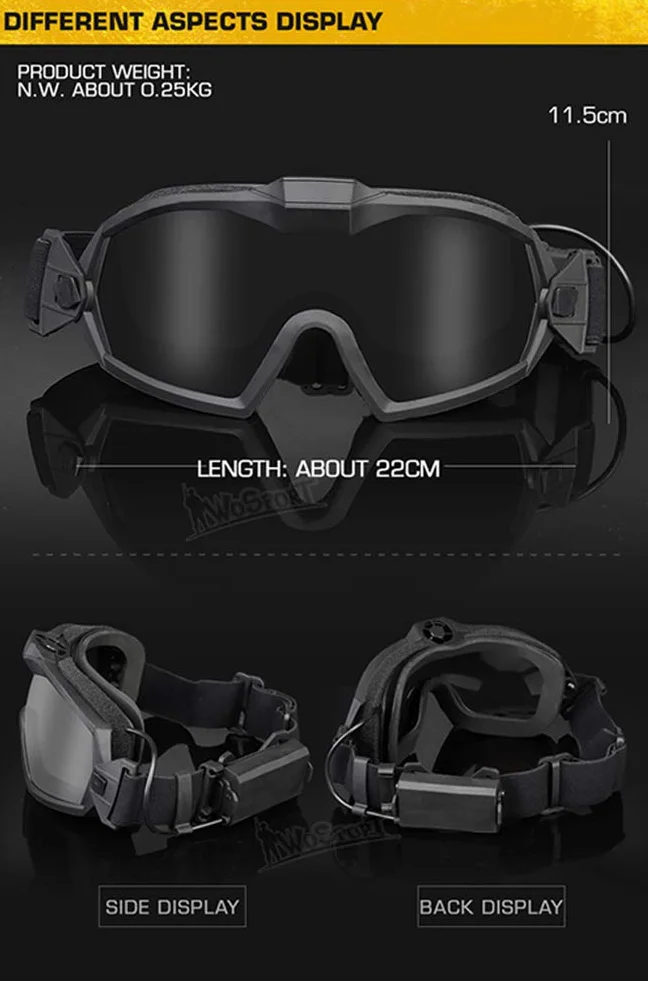 WLXW Gafas Tácticas A Prueba de Niebla con Ventilador Para Aire Libre Airsoft Paintball Deporte Militar Caza Y Tiro Gafas de Seguridad Esquí Snowboard Bicicleta Deportes