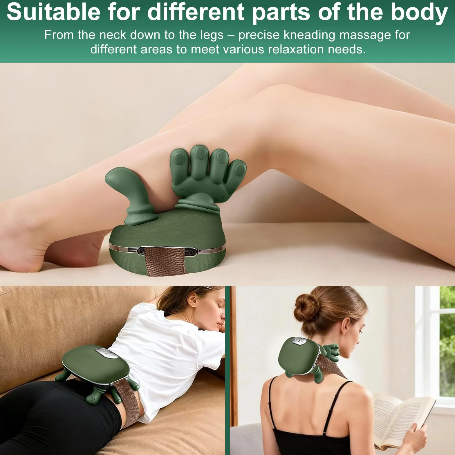 Masajeador Cervical 4D Sin Cables con Calor Calentador de Cuello 3 Niveles de Intensidad Recargable USB-C