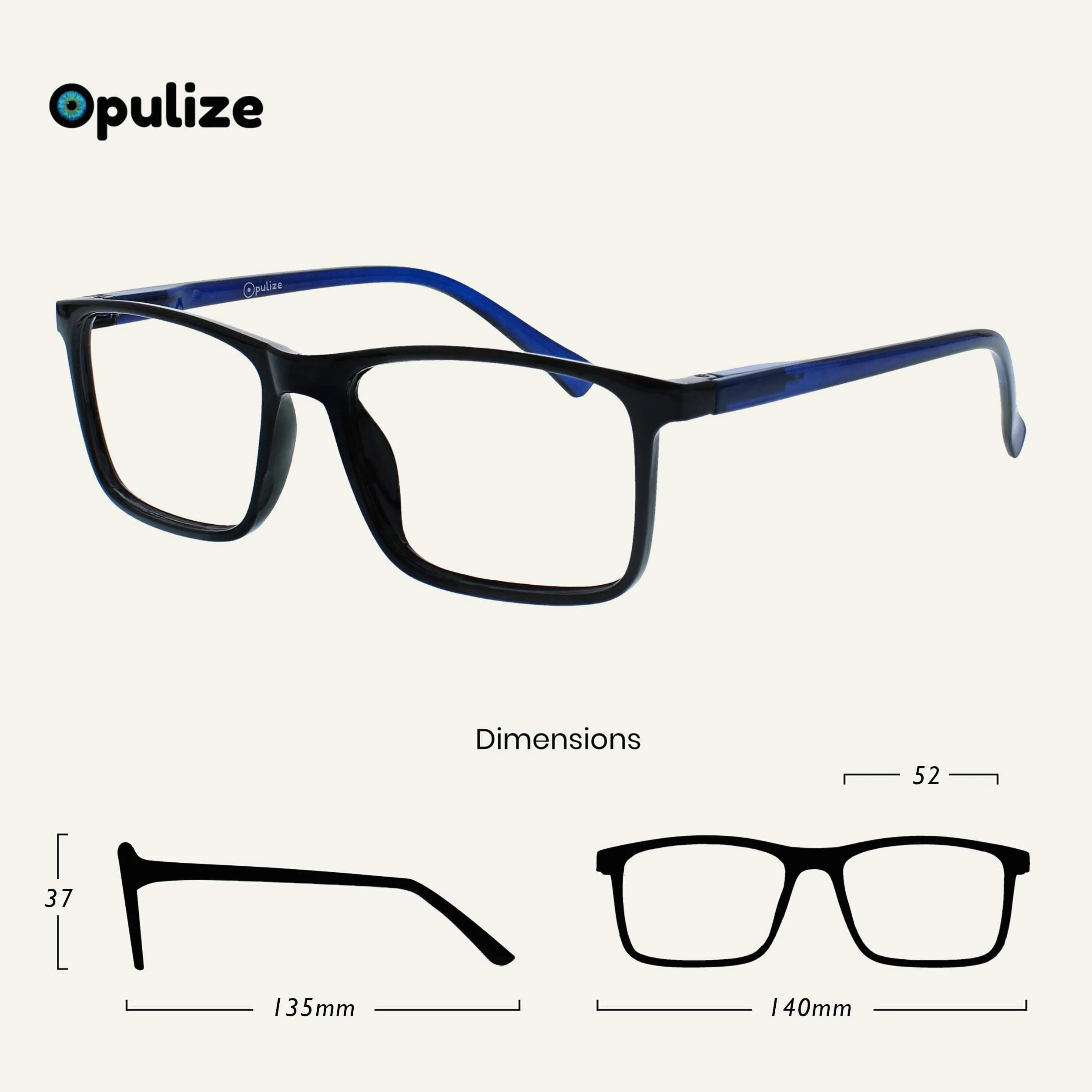 OPULIZE INK Gafas de Lectura Pack de 3 Montura Rectangular Grande Negro Gris Rojo +1.50