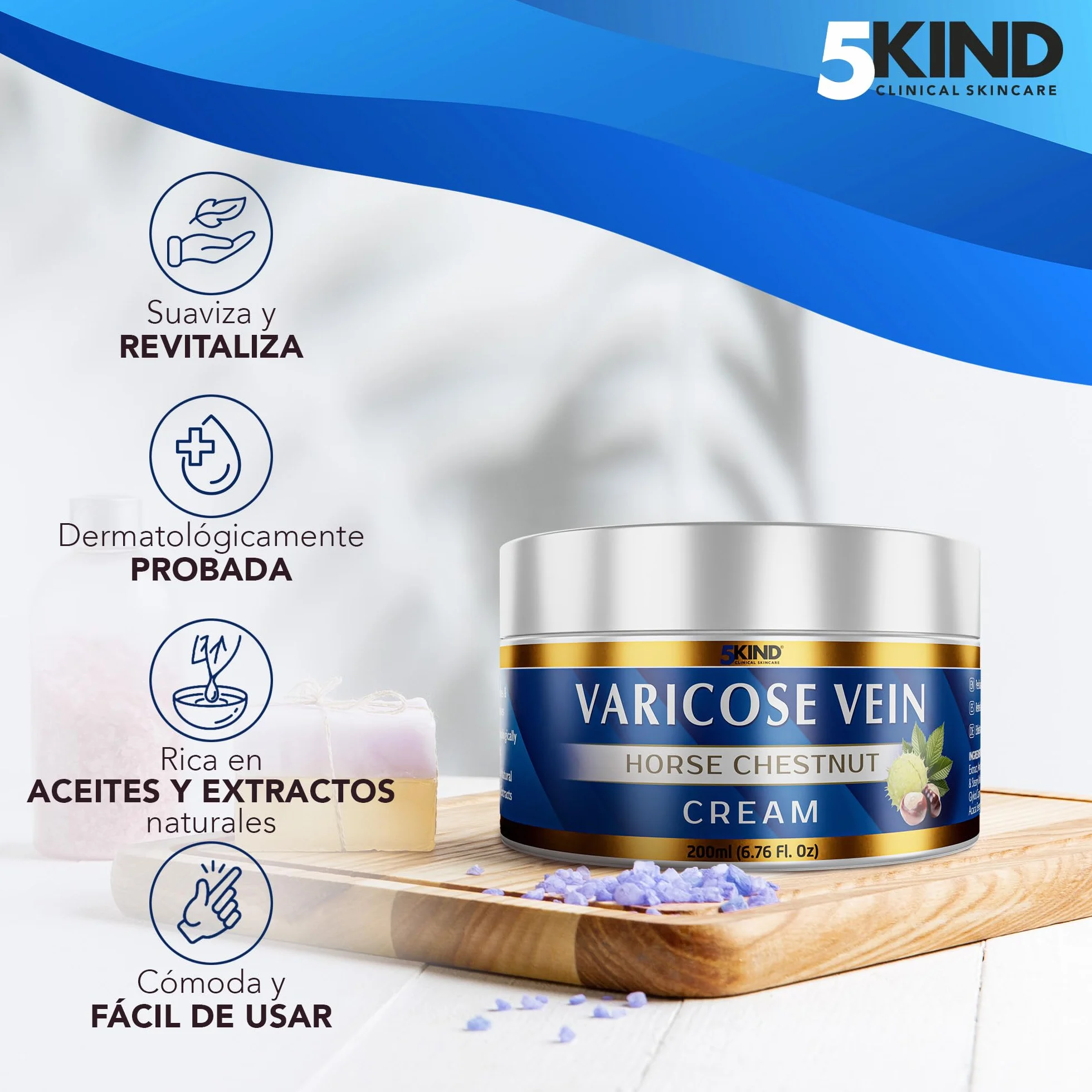 Crema profesional para varices 200 ml - Tratamiento piernas cansadas - Castaño de Indias - 7 ingredientes naturales