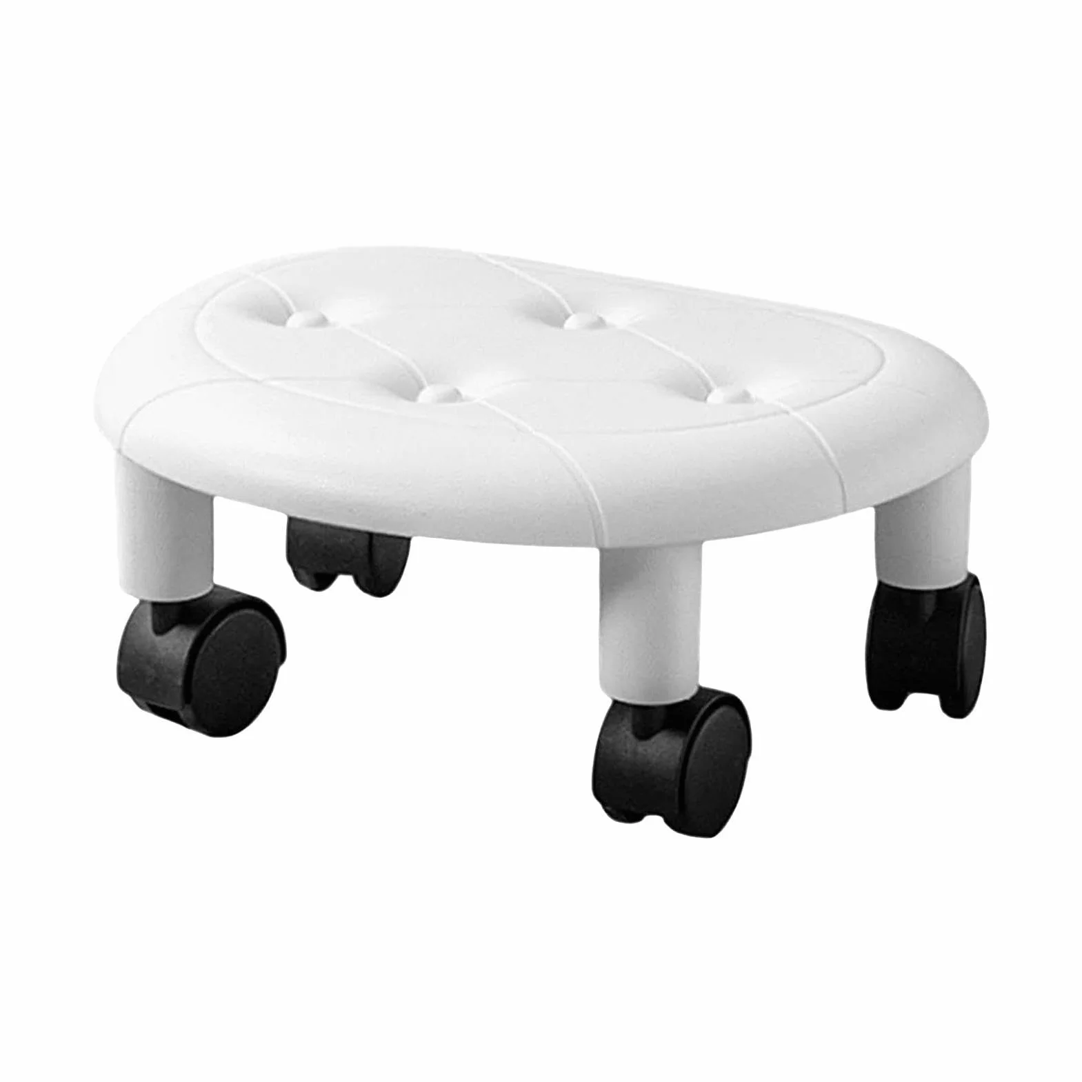 Silla de Ruedas Baja Giratoria 360° para Belleza, Salón de Uñas, Spa