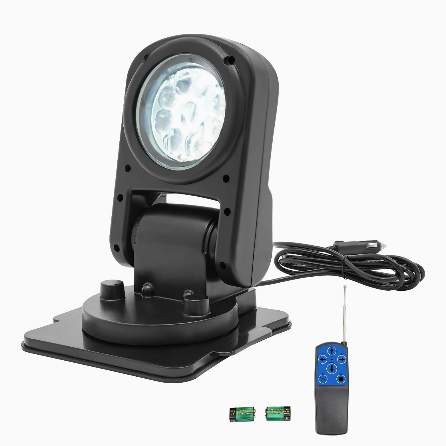 Reflector de 45 W 9 LED con base magnética y mando a distancia, 8000 lm, 6500 K, para yates, marinos, barcos de pesca, barcos, pesca