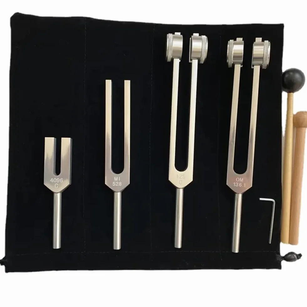 Diapason 528 Hz Juego de 4 diapasones 128 Hz 136,1 Hz MI 528 Hz 4096 Hz para terapia de sonido