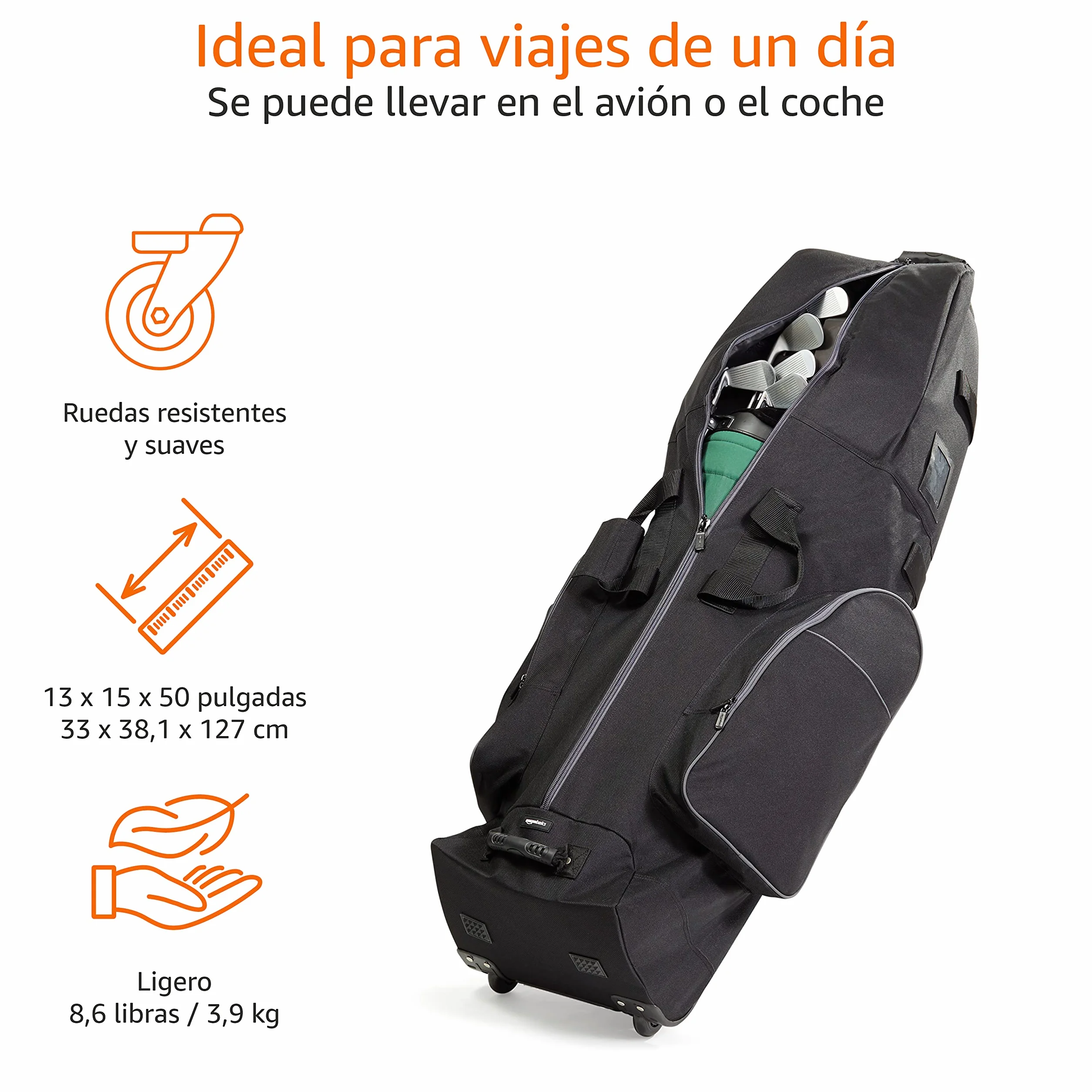 Amazon Basics - Bolsa de Transporte para Golf con Laterales Flexibles, Negro