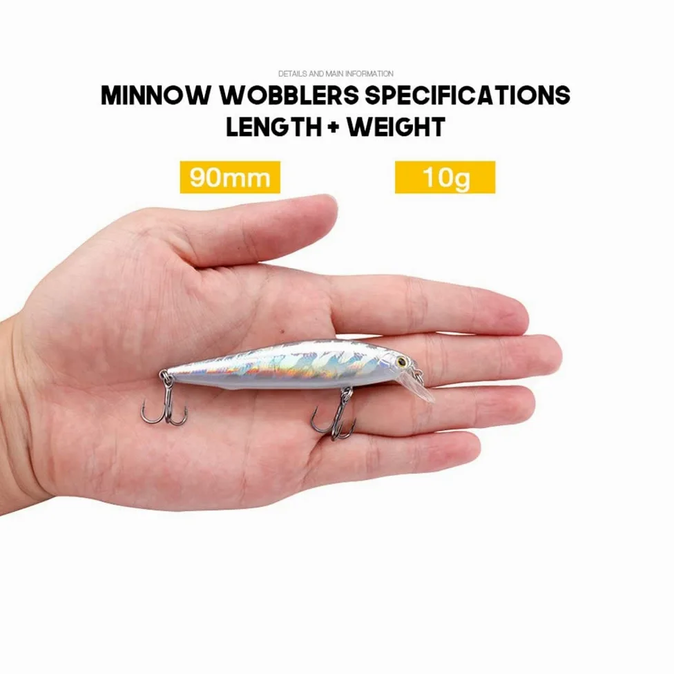5pcs Negro Minnow Fishing Lure Set 90 mm 10g Wobblers de hundimiento for tuercos Luros Crankbaits Pesca Kit de Cebo Artificial (Color : 90mm 10g Seta)