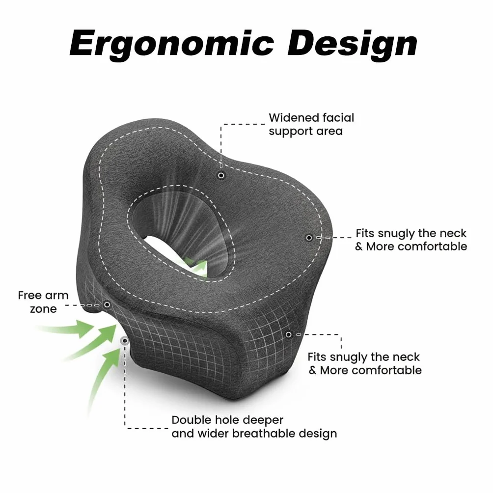 Almohada de Masaje Boca Abajo Reposacabezas Ergonomico para Cama