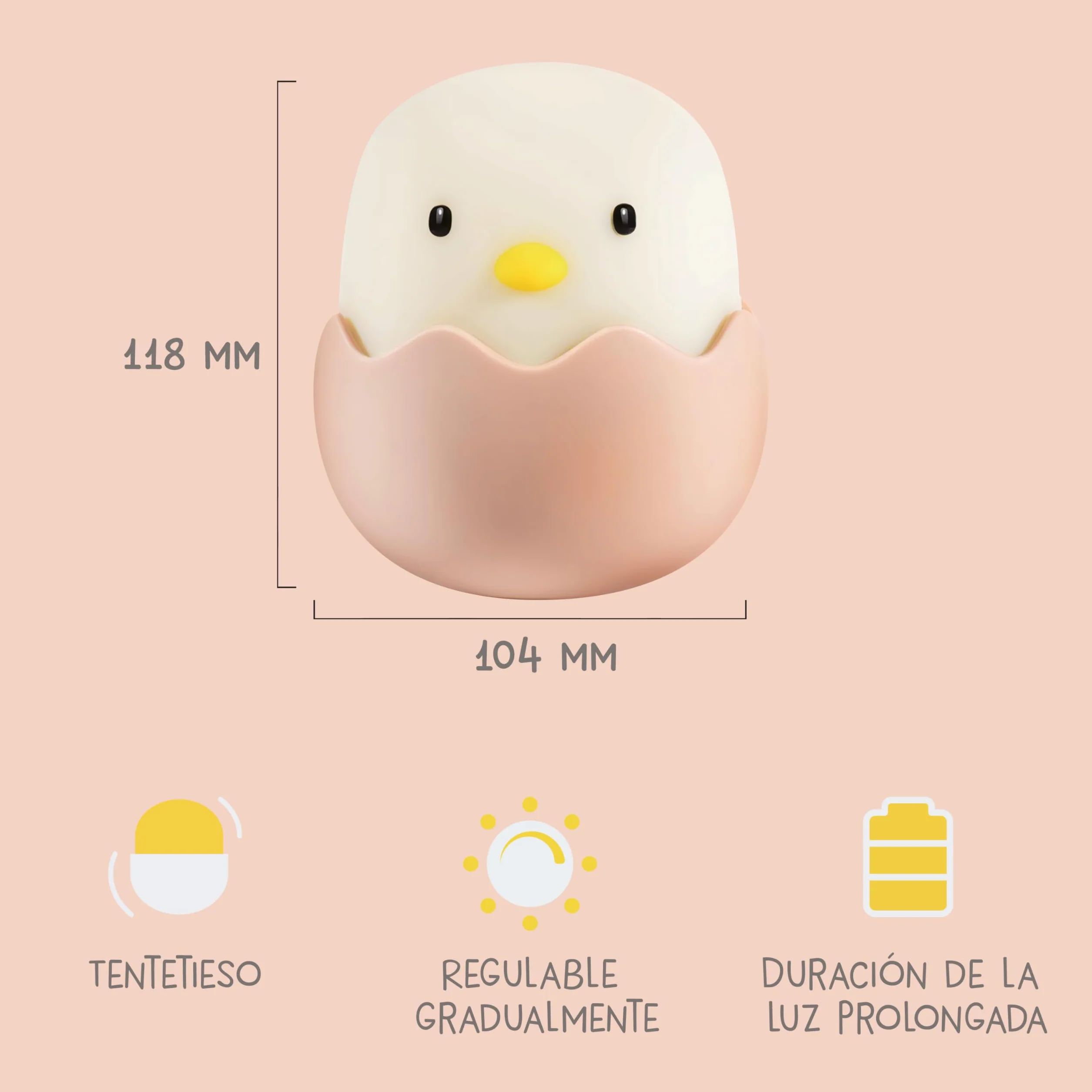 Luz nocturna LED niños MegaLight Eggy Eggy carga USB táctil regulable sin piezas pequeñas