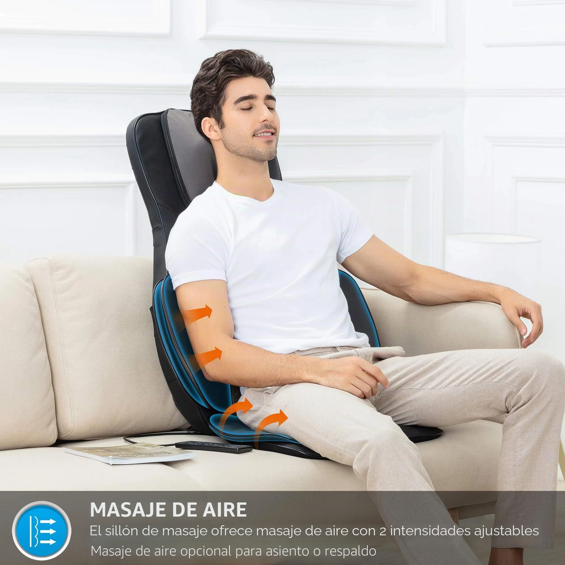 Snailax Asiento de Masaje Shiatsu con Calor, Cojín de Masaje 4D, Masajeador Eléctrico de Cuerpo Completo para Espalda y Cuello