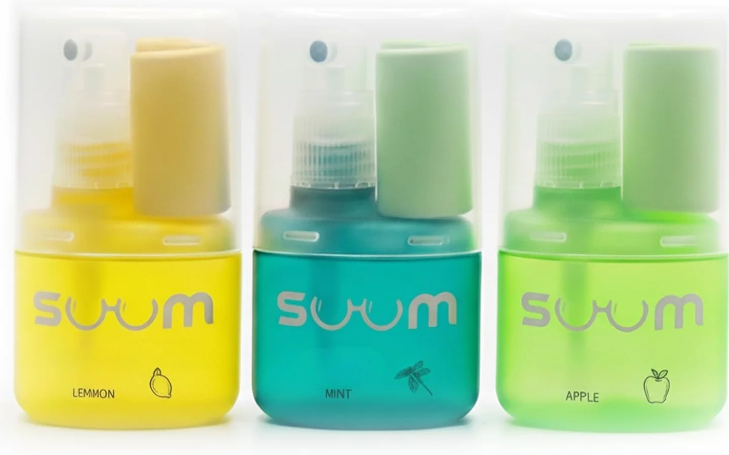 SUUM Pack 3 Spray Limpiador de Gafas con Paño de Microfibra - Limpia Lentes sin Vaho para Cristales y Pantallas (Menta, Limón y Manzana)