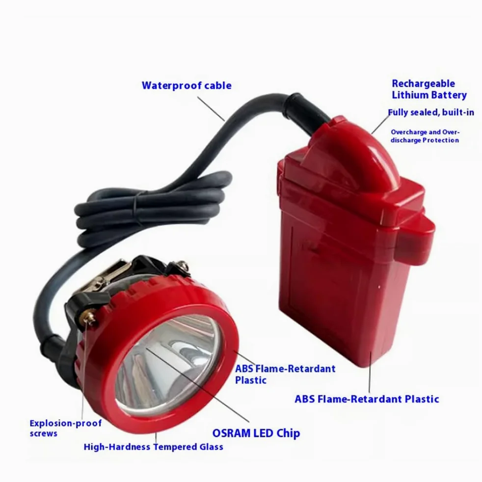 Linterna frontal para minería, impermeable y a prueba de explosiones, recargable, brillo ajustable alto/bajo, luz de seguridad de trabajo, duradera para mineros
