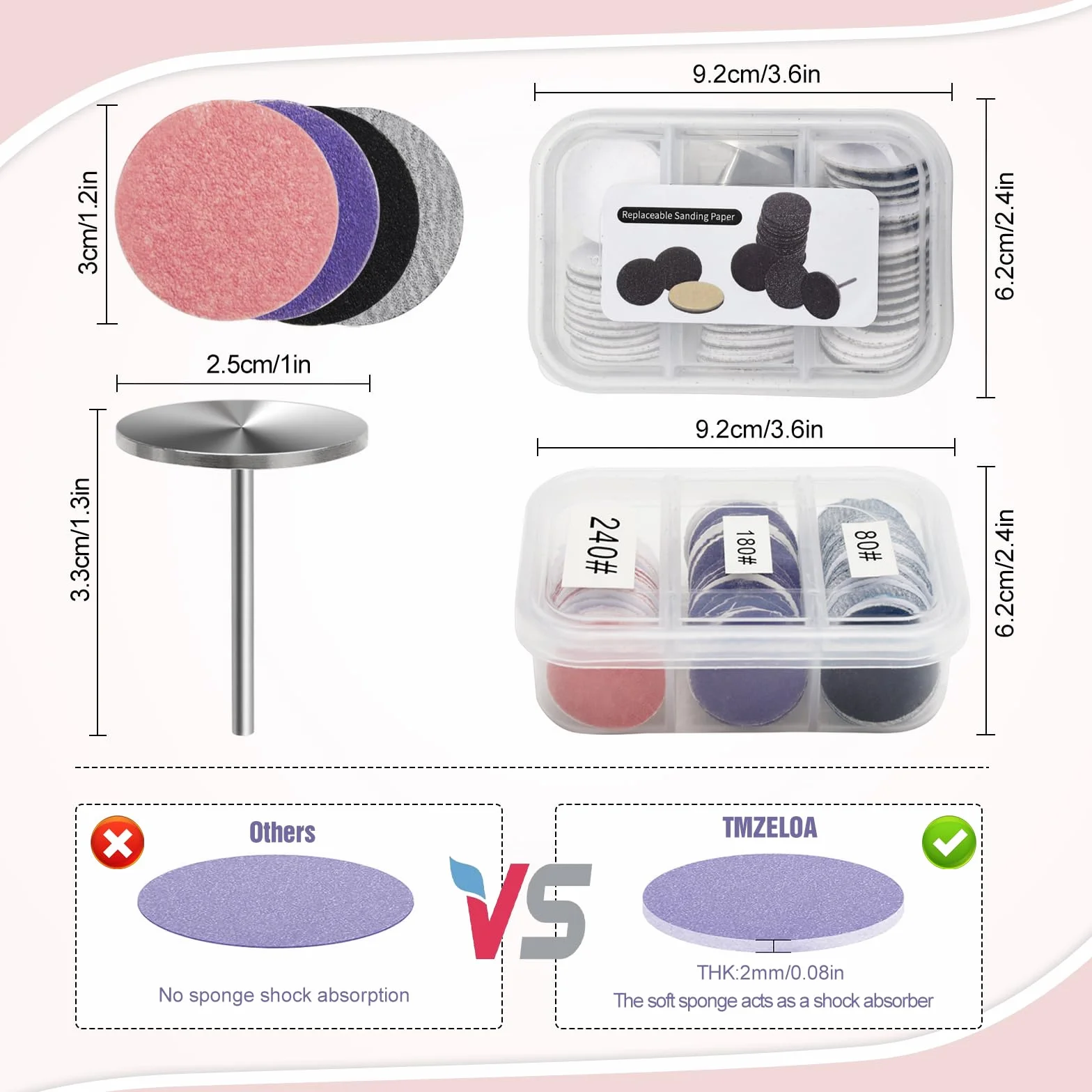Kit Pedicura Eléctrico 120 Discos Abrasivos 25mm 2 Brocas para Torno Capuchones Accesorios