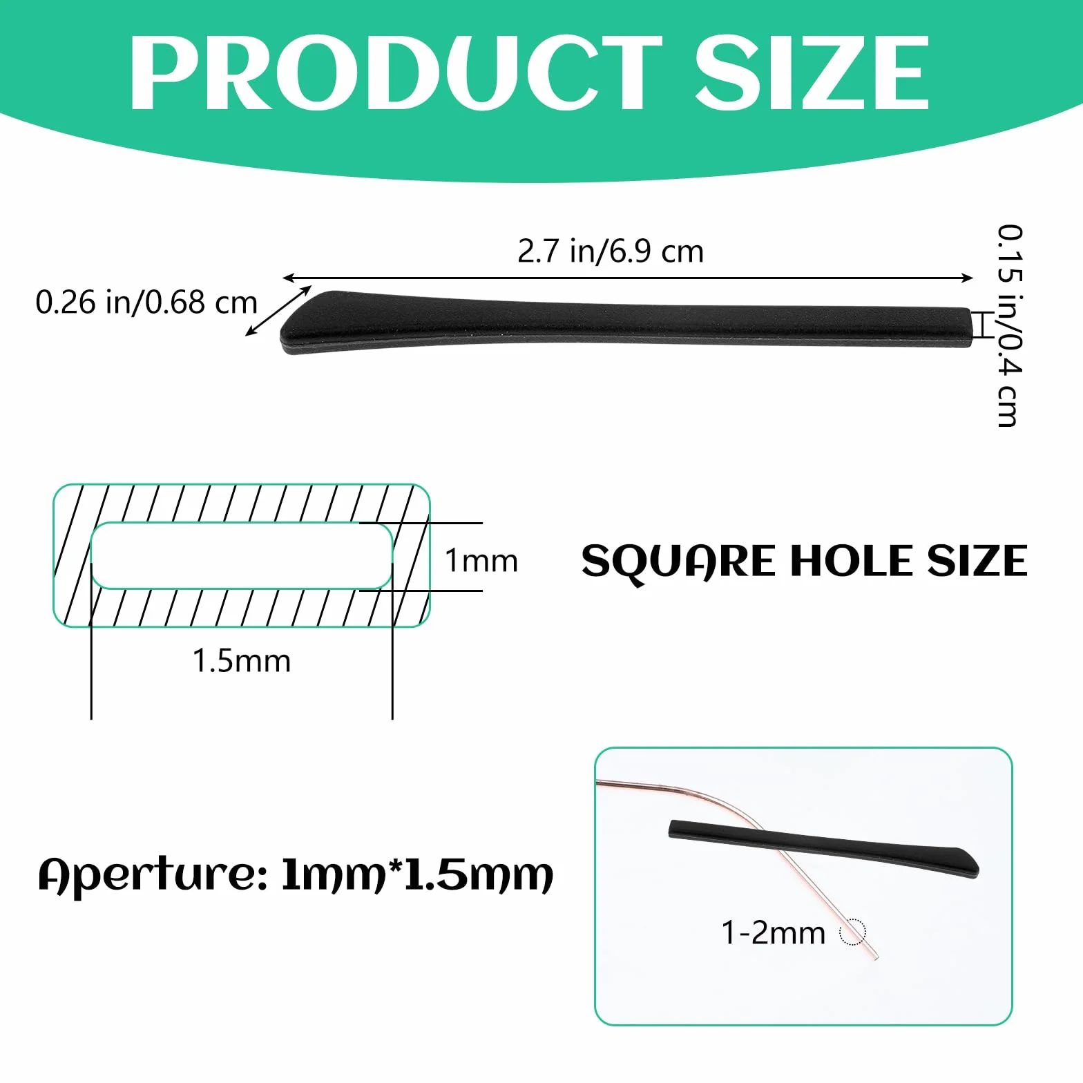 Fundas de silicona para gafas antideslizantes, 8 pares, negro