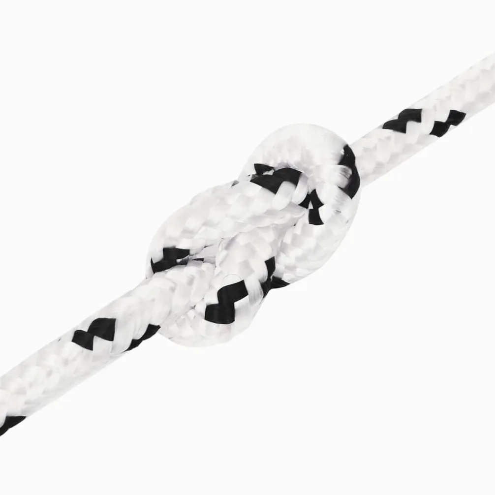 Cuerda para barco trenzada, color blanco, 6 mm x 100 m, poliéster, resistente a los rayos UV, resistente a la abrasión, resistente al agua salada, ideal para barco, camping, jardín, exterior