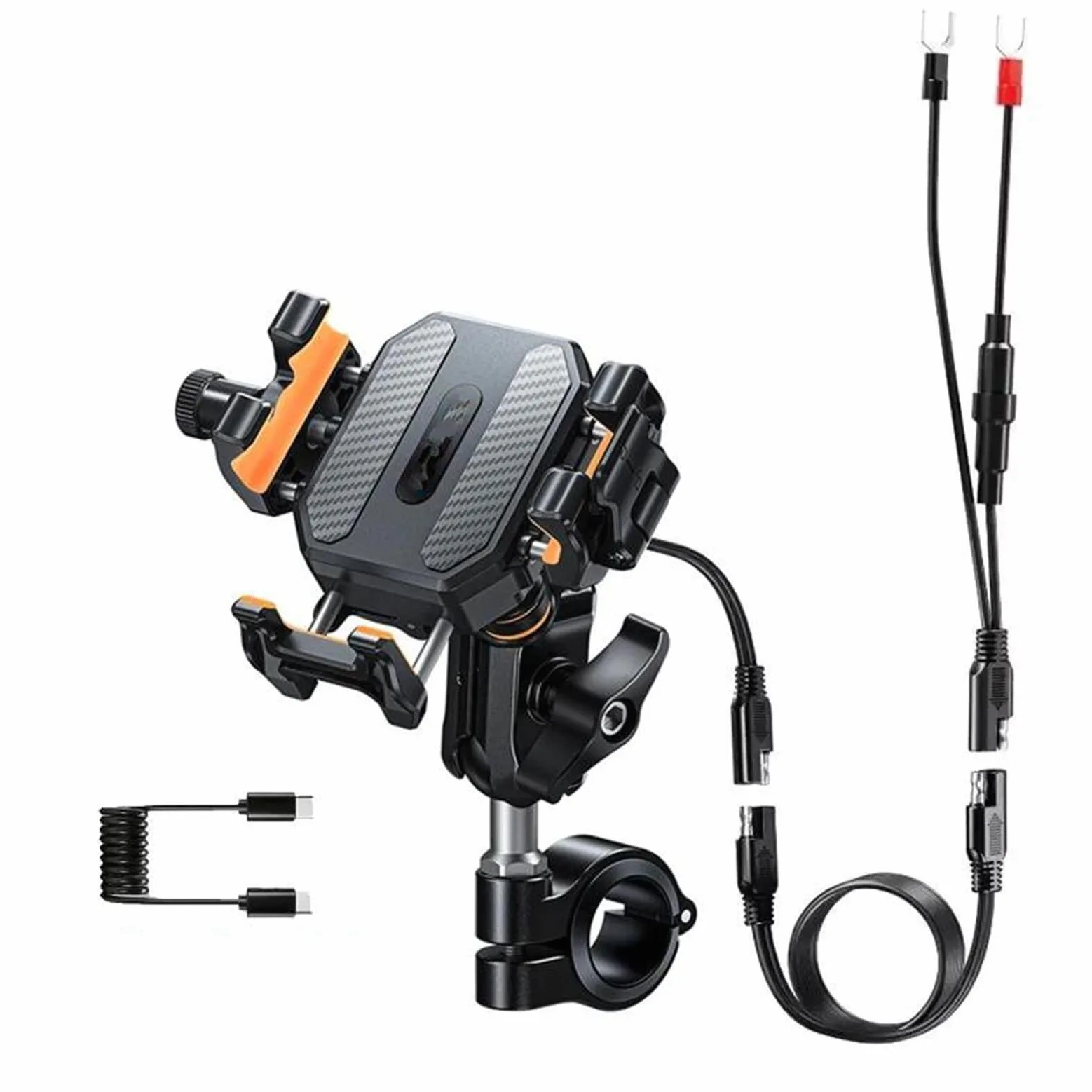 Soporte para Teléfono De Motocicleta Adecuado para Bicicleta Scooter | Soporte teléfono motocicleta, cargador inalámbrico 15W/USB C de 36W, carga rápida, antirrobo, a prueba golpes