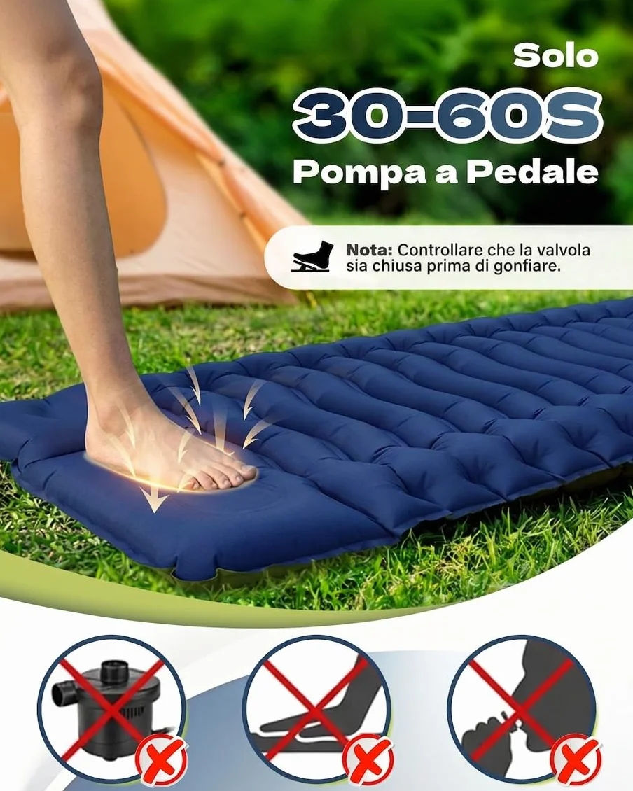Colchoneta Hinchable Ultraligera para Camping, Colchón de Dormir Portátil y Resistente, Alfombra Inflable Multiusos para Actividades al Aire Libre, Senderismo y Estancia en Tienda de Campaña