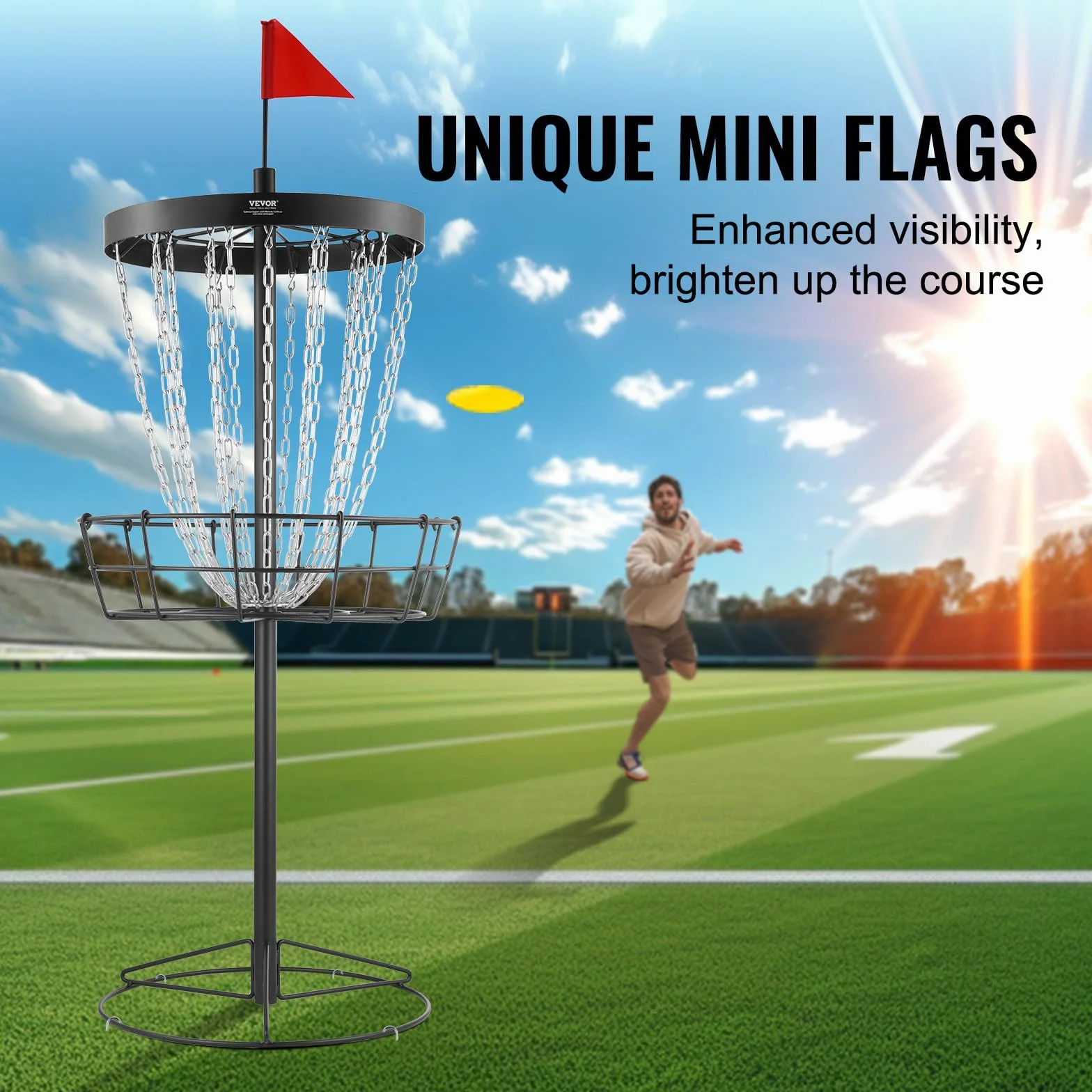VEVOR Canasta de Golf con Disco de 24 Cadenas Objetivo de Golf con Disco de Acero Portátil Canasta de Golf con Disco para Uso Interior y Exterior, Equipo de Entrenamiento Profesional, Negro