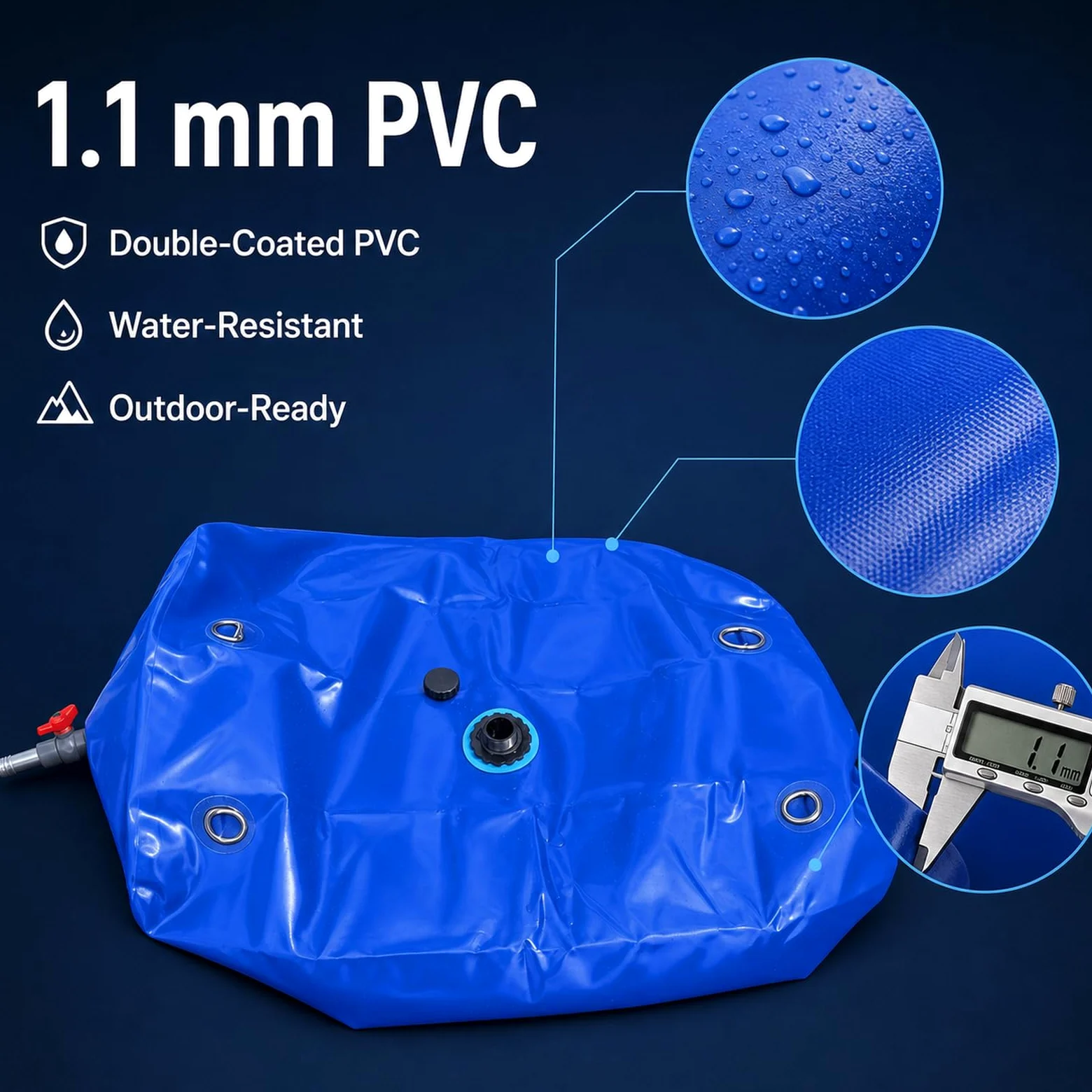 Bolsa De Agua Plegable Engrosada,Tanque Agua PortáTil Plegable,DepóSito De Agua Plegable con Grifo,Costuras Reforzadas,para Acampar,para Resistencia A La SequíA,Riego