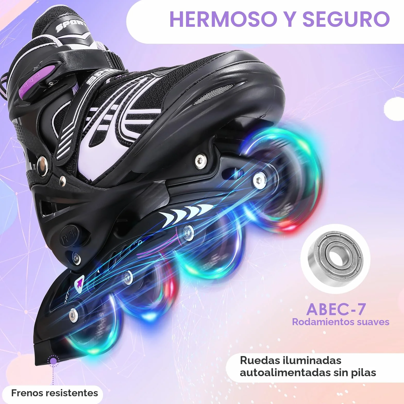 TOMSHOO Patines en Línea Ajustables para Niña Niños, Patines 4 Ruedas LED Iluminadas, Patines Línea para Niños, Niñas, Adolescentes Principiantes