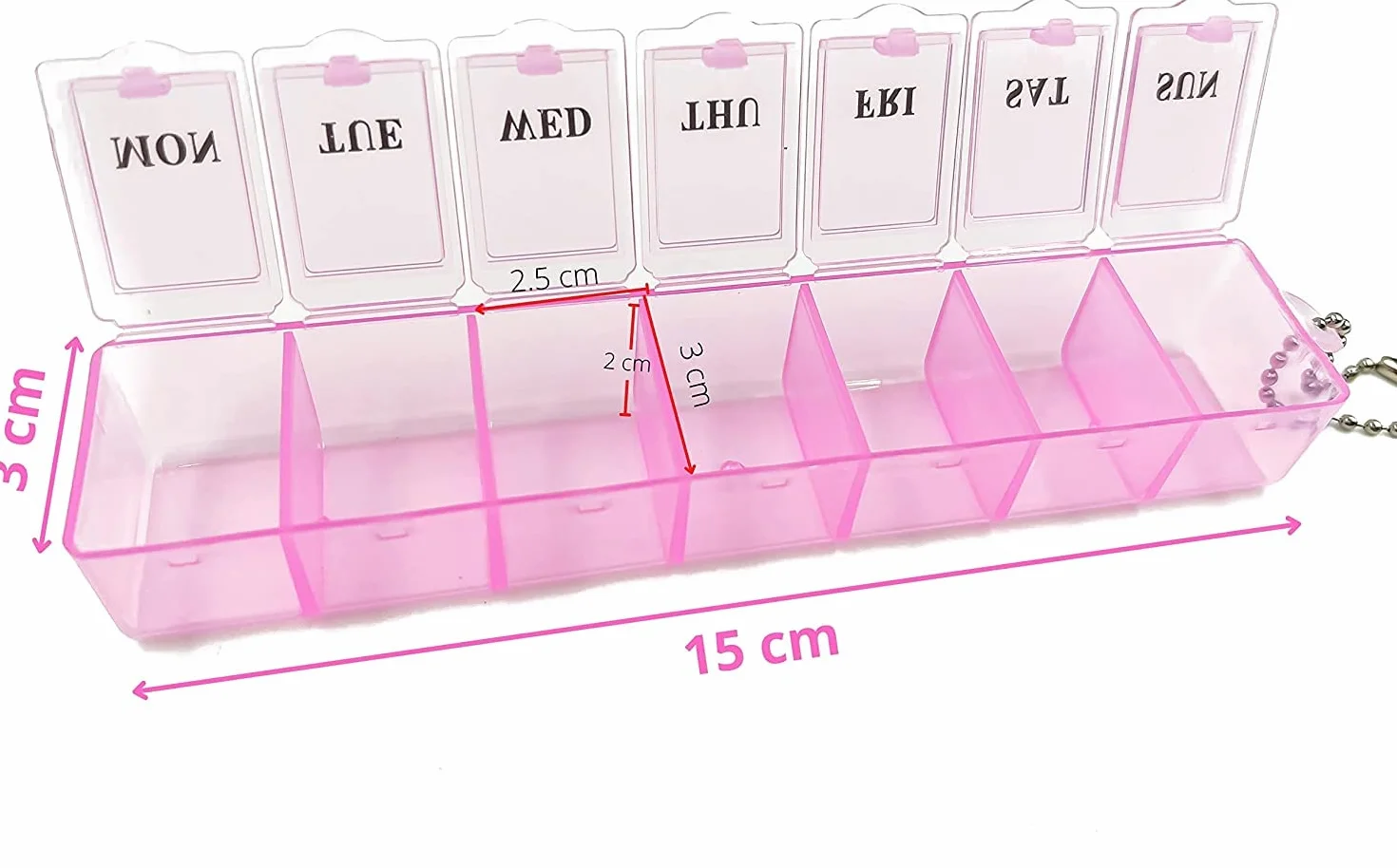 Pastillero Organizador Rosa Estuche 7 Días 1 Vez al Día Contenedor Semanal Suplementos