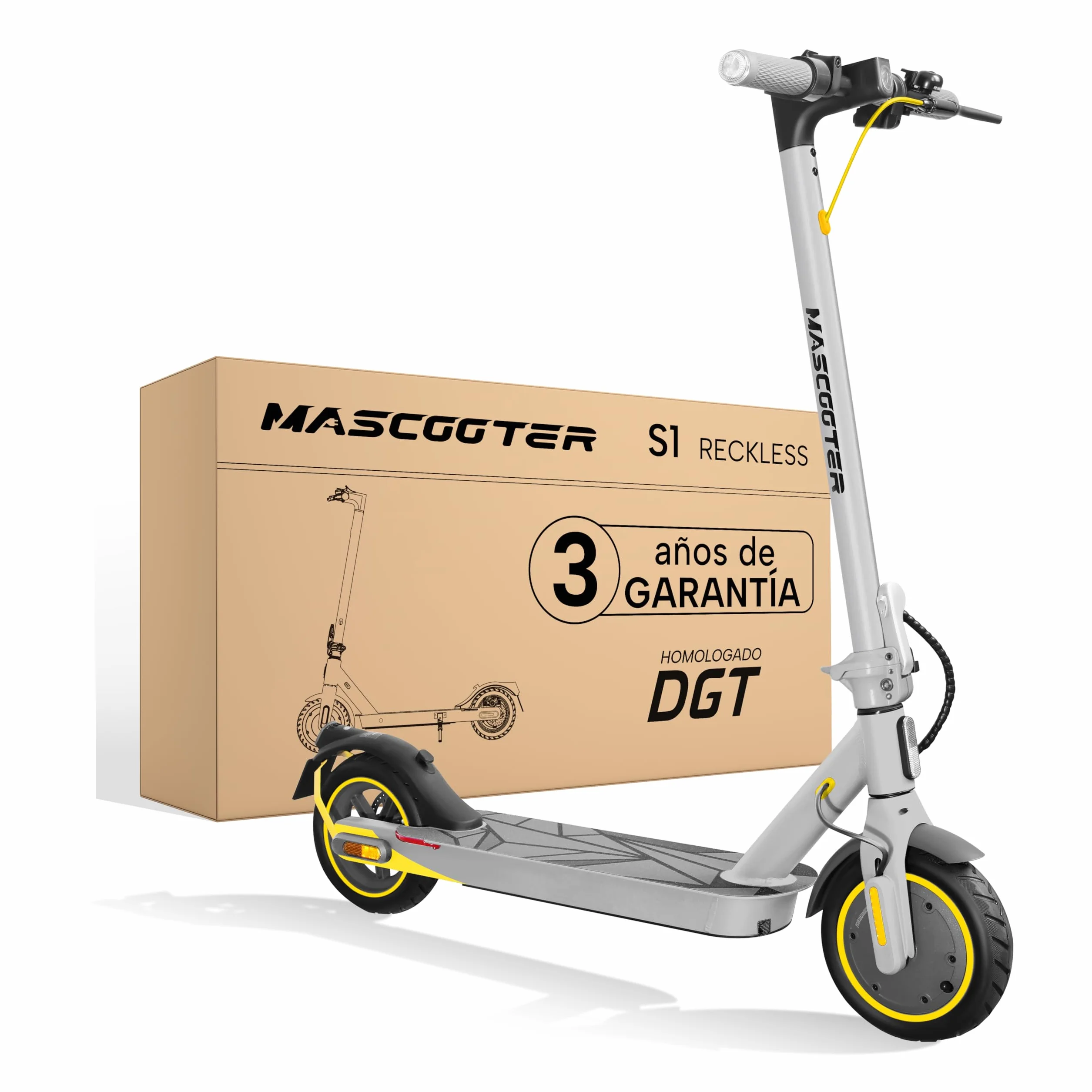 MASCOOTER S1 Patinete Eléctrico Adultos Homologado DGT 300W-600W MAX 20km Autonomía App Móvil