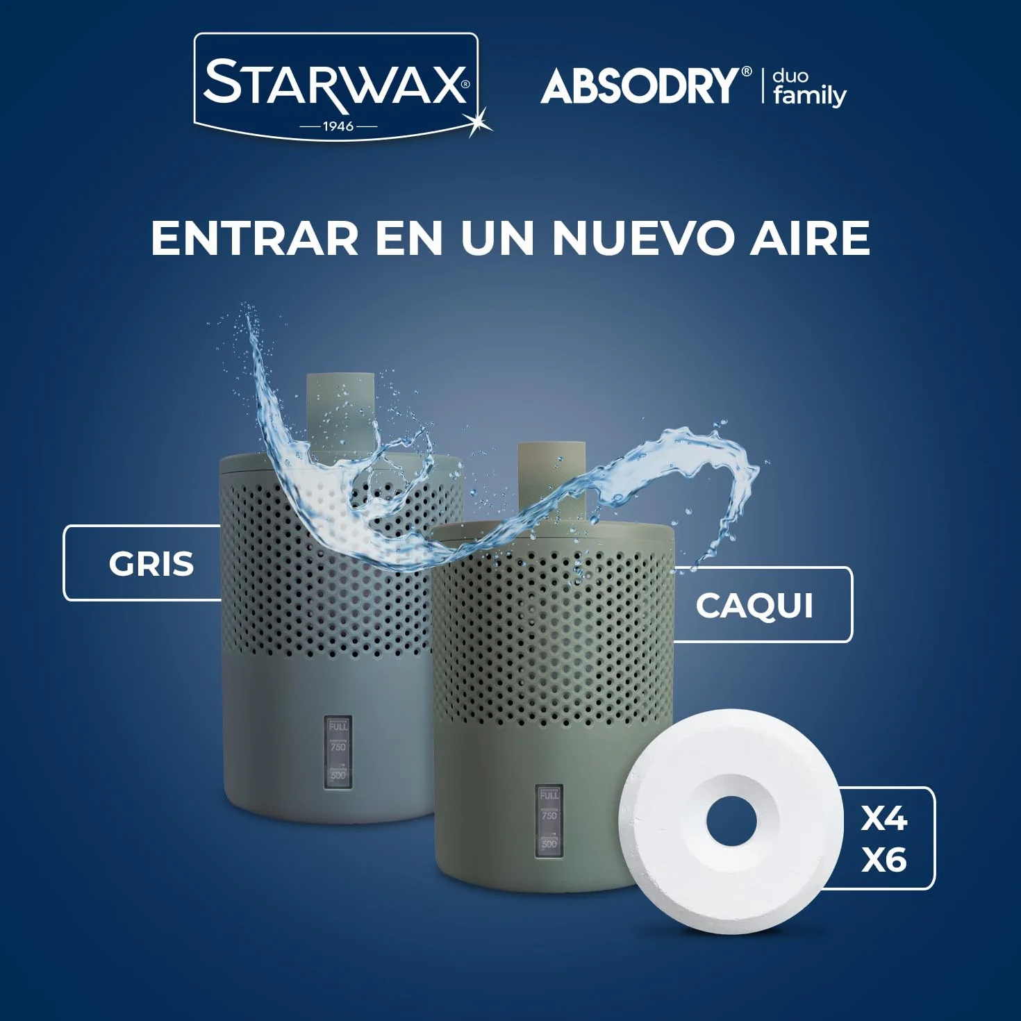 STARWAX Pastillas absorbentes de humedad x6 Antimoho 25m² 3 meses