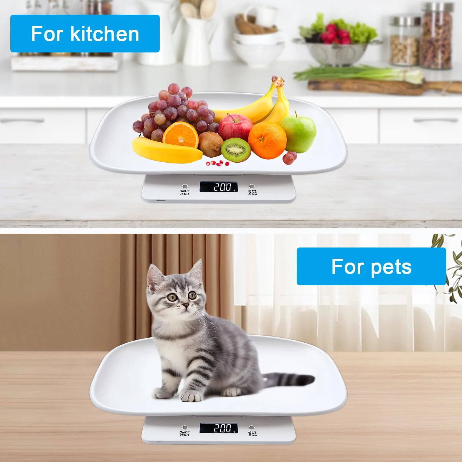 Báscula digital para mascotas 15 kg ± 1 gramo pantalla LCD mini báscula electrónica