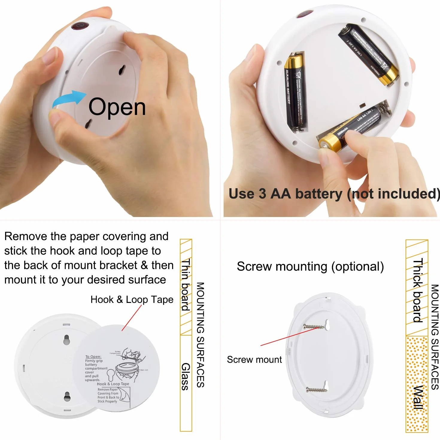 HONWELL Foco LED inalámbrico 12 colores con control remoto, luz de acento ajustable para pared