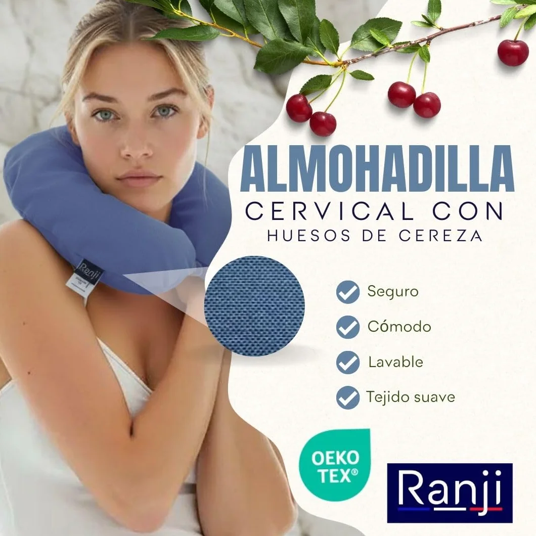 Saco Térmico de Semillas para Microondas Cojín Cervical Natural Bolsa Calor Lavable Almohada Cuello Hombros Reutilizable Azul