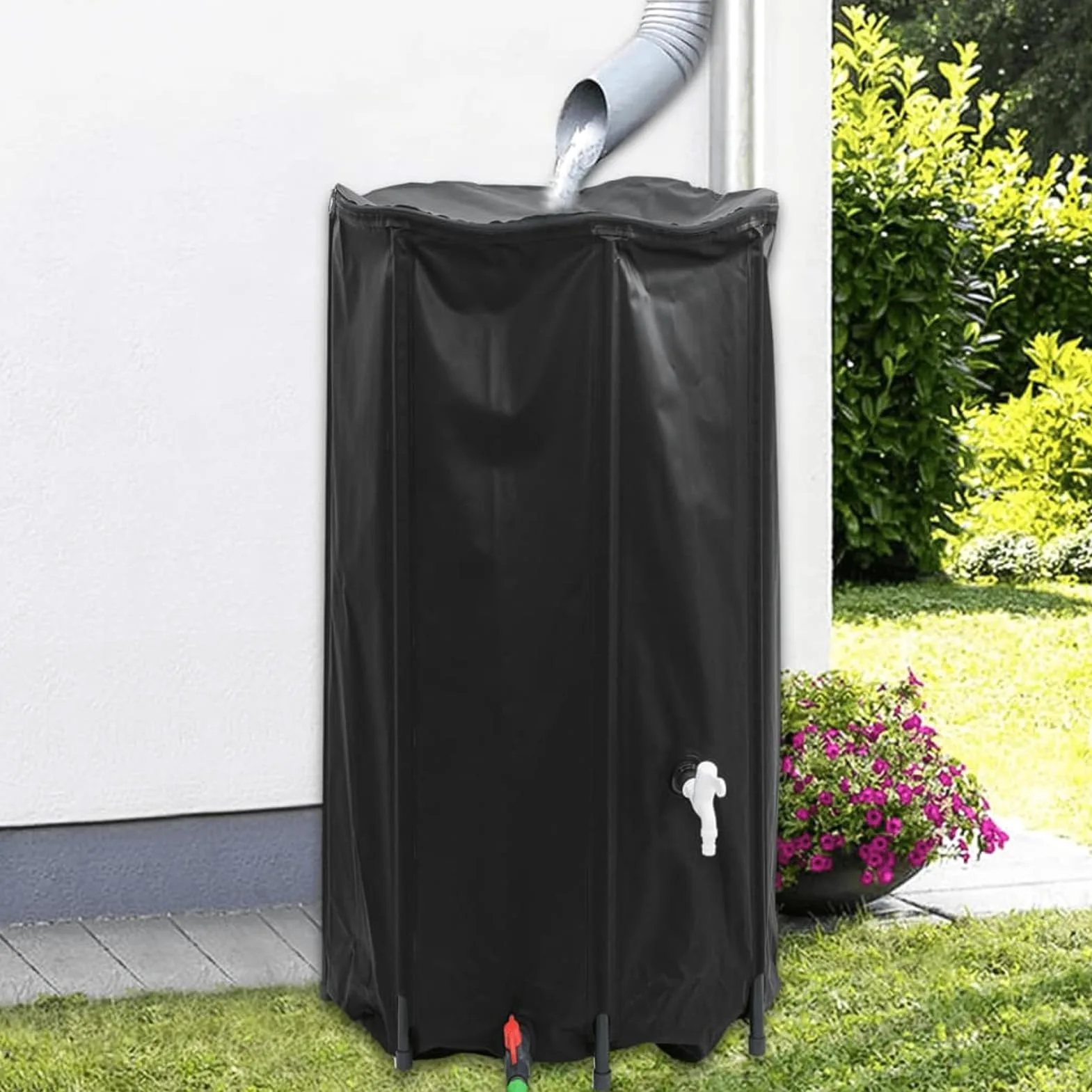 Homgoday Depósito de Agua Plegable con Grifo PVC 380 l, Recipiente de Agua Plegable con Grifo, Bidón de Agua Plegable, Contenedor de Agua， Garrafa de Agua Plegable Potable para Exterior