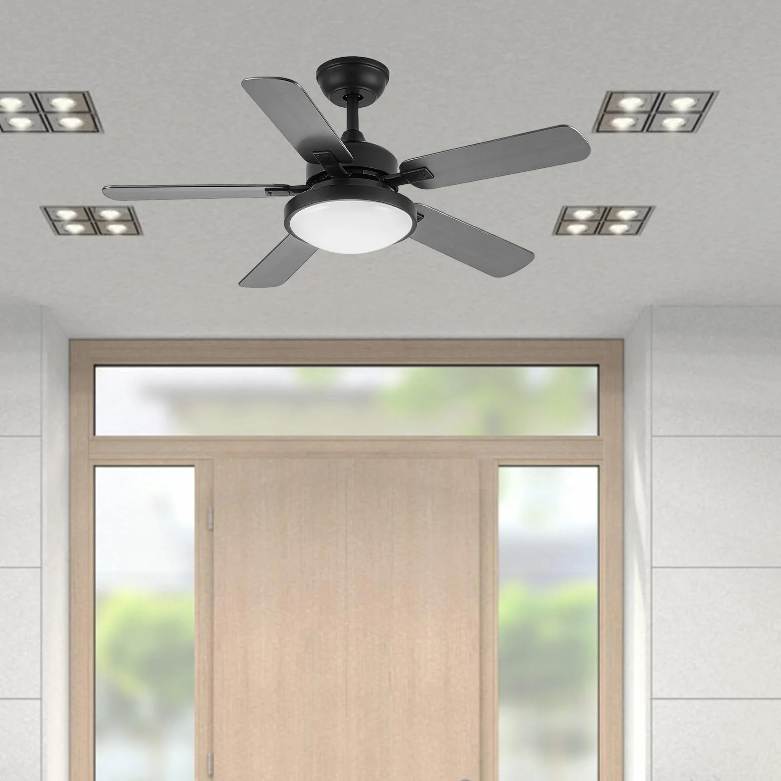 Toyvian Pantalla Lámpara Ventilador Techo Acrílico Blanco 21.5x21.5x7 cm Interior Moderna