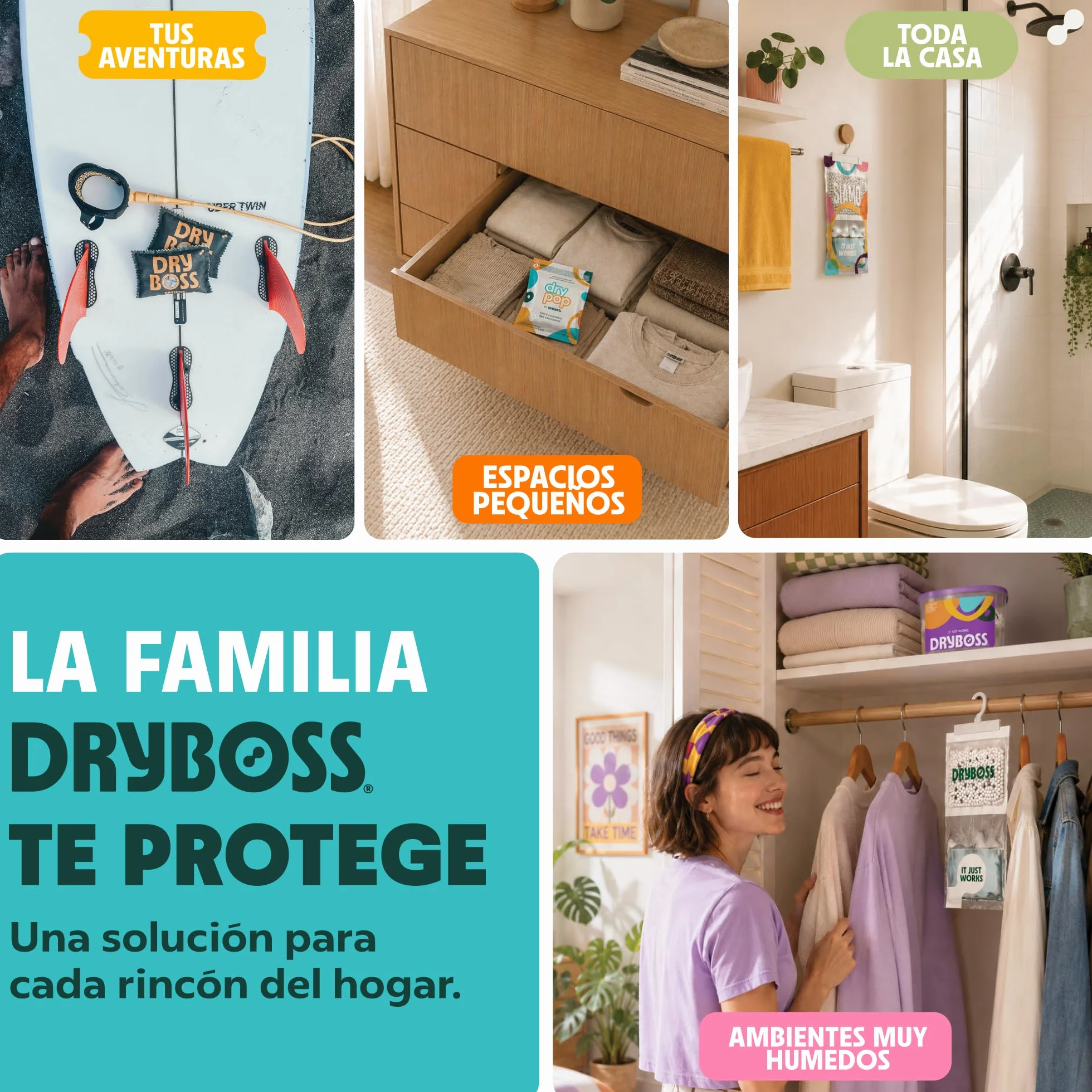 DRYPOP Deshumidificador 20G Antihumedad Pack 18 Sachets para Cajones Armarios