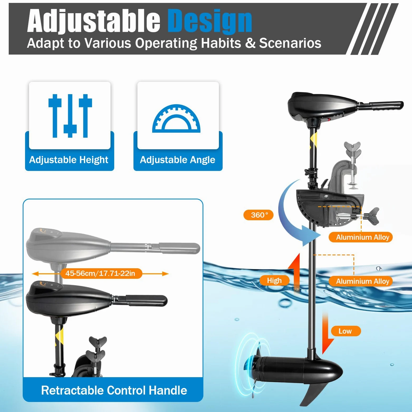 Motor Fueraborda Electrico, 12V Motor Paddle Surf, 626W Propulsor Acuatico con Empuje de 80lbs, Motor de Cobre Puro, Hélice de 3 Palas, para Botes Pequeños, Barca Hinchable, Kayaks o Inflables