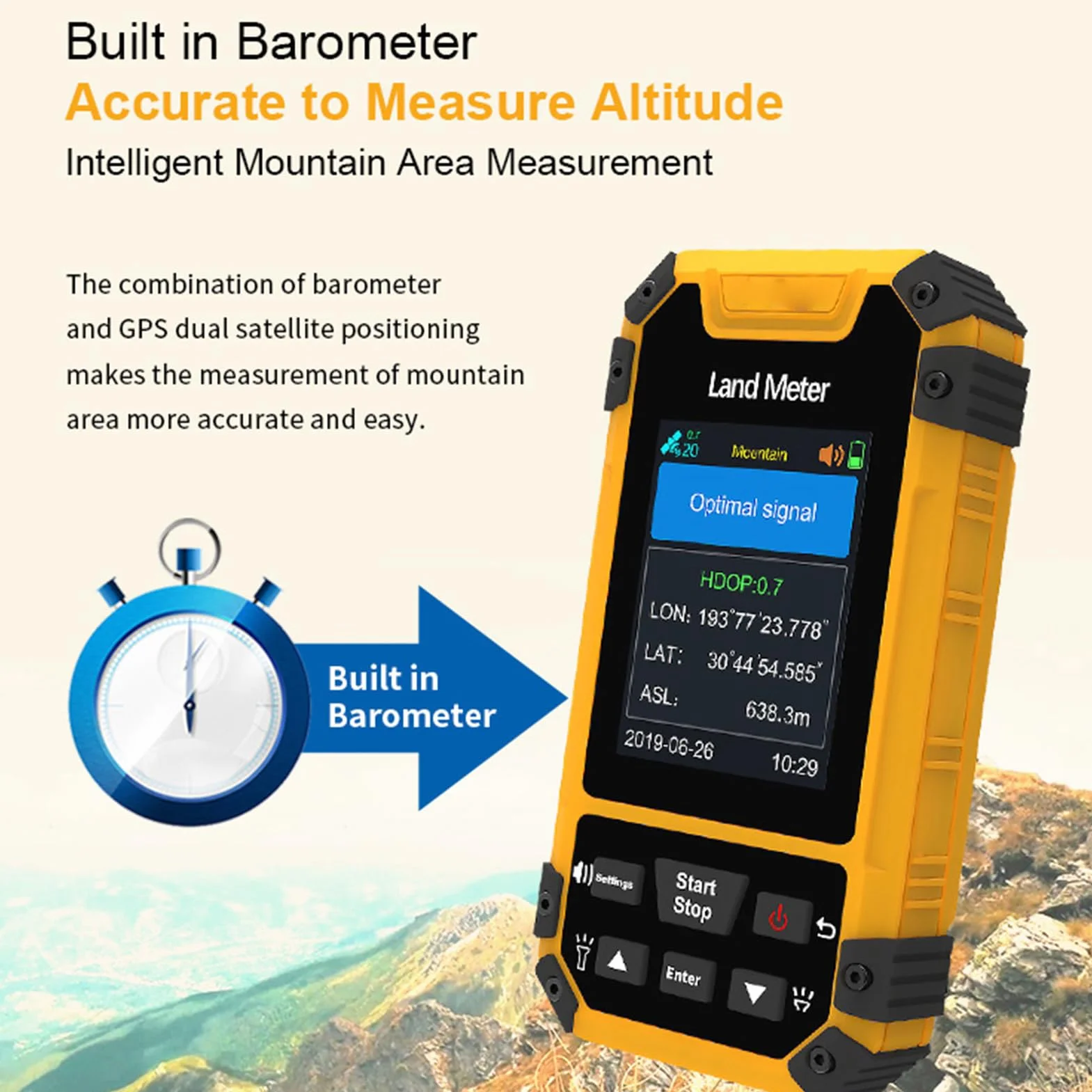 Fafeicy GPS Portátil de 2.4 Pulgadas para Caminar y Topografía, Navegador al Aire Libre a Prueba de Agua con Orientación por Voz y Exportación de Datos, GNSS de Alta Precisión