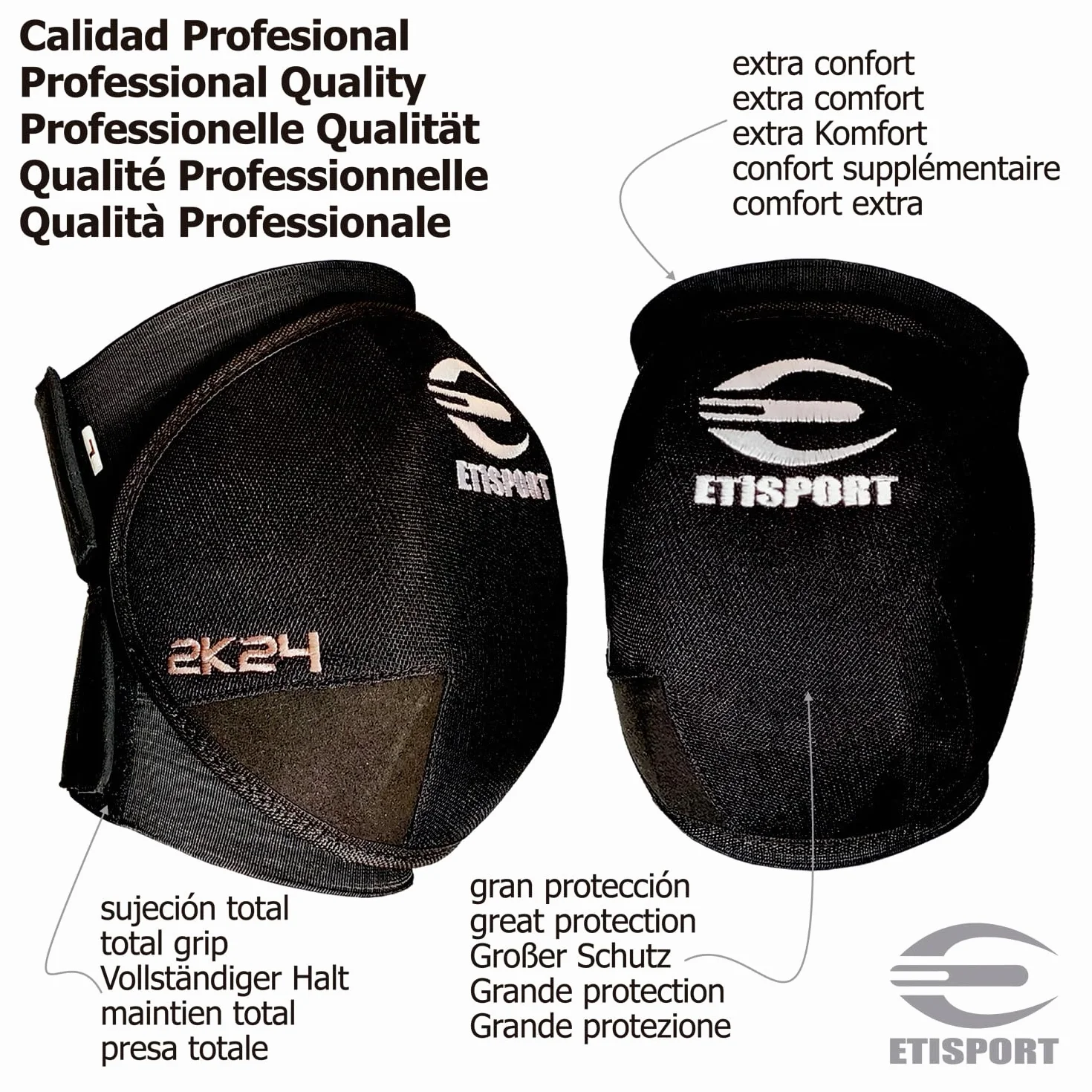 Rodilleras y Guantes de Hockey Patines Profesional 2K24. Extra protección y confort, sujeción ajustable, rigidez justa.