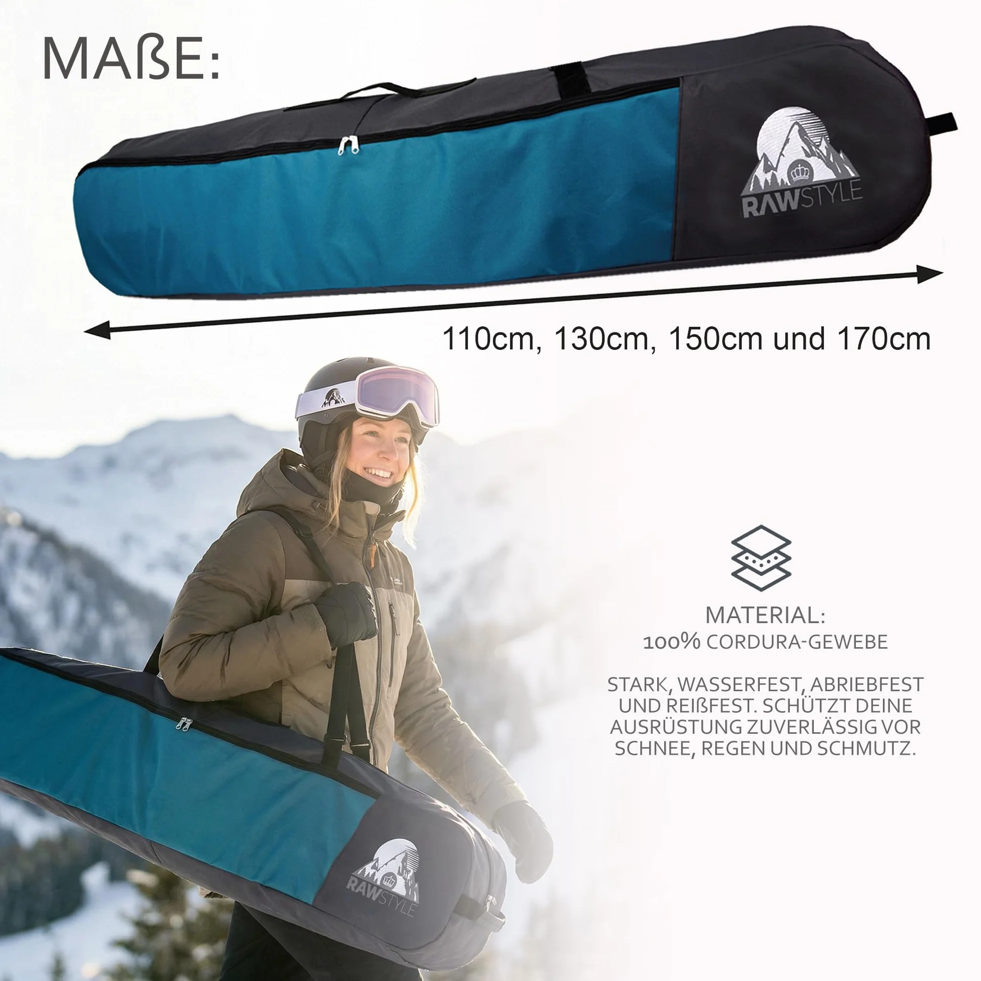 Rawstyle Bolsa para snowboard Bolsa de snowboard Boardbag Bolsa de snowboard Bolsa para snowboard Mochila Modelo 2 (verde oscuro (170 cm))