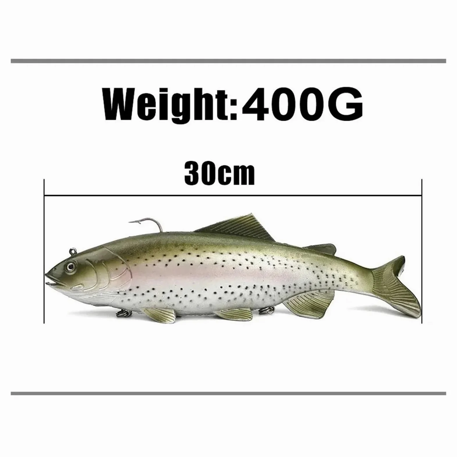 Señuelos Pesca Cebo Suave de Aguas Profundas, 30cm, Pesca en el mar, tamaño Grande, señuelo de pez simulado con 3 Ganchos, cebos Artificiales, Swimbait, Cebo con manivela, 1 Uds. Cebo Artificial