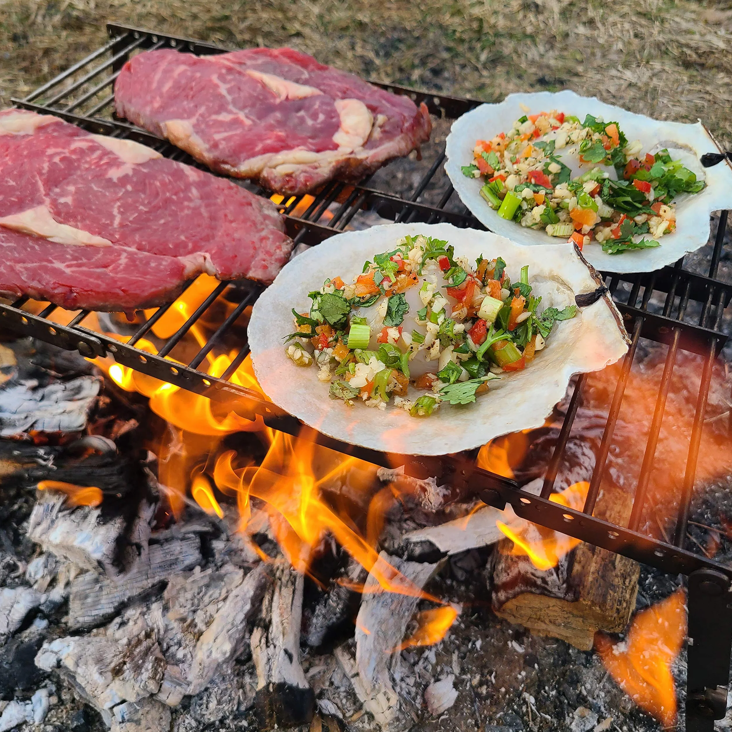 Parrilla de campamento ligera y potable de acero inoxidable 316 ultra compacta