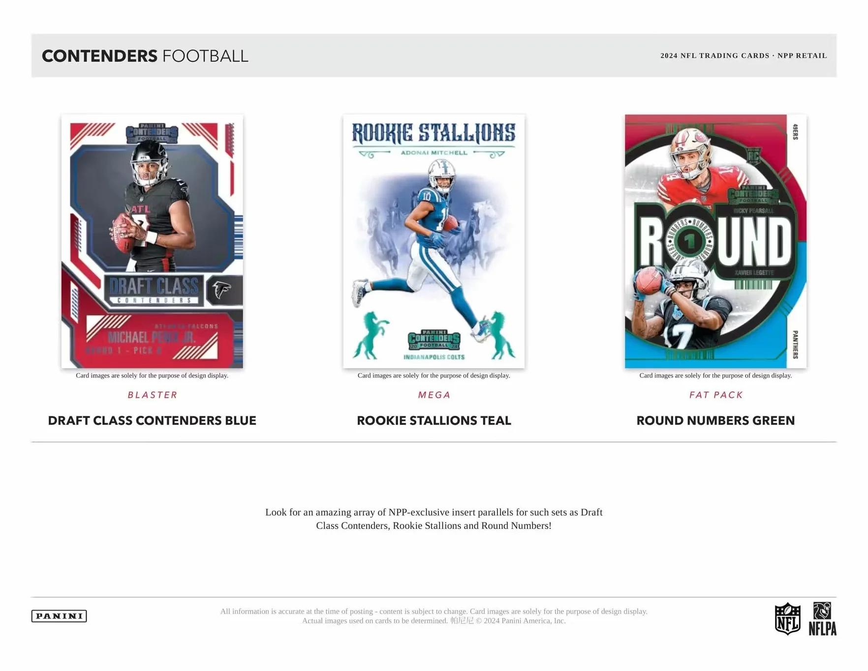 Panini Contenders 2024-25 - Caja de fútbol Americano de la NFL, Tarjetas coleccionables Oficiales, Incluye Paralelos exclusivos de Blaster, boletos e Insertos para novatos, Caja sellada al por Menor