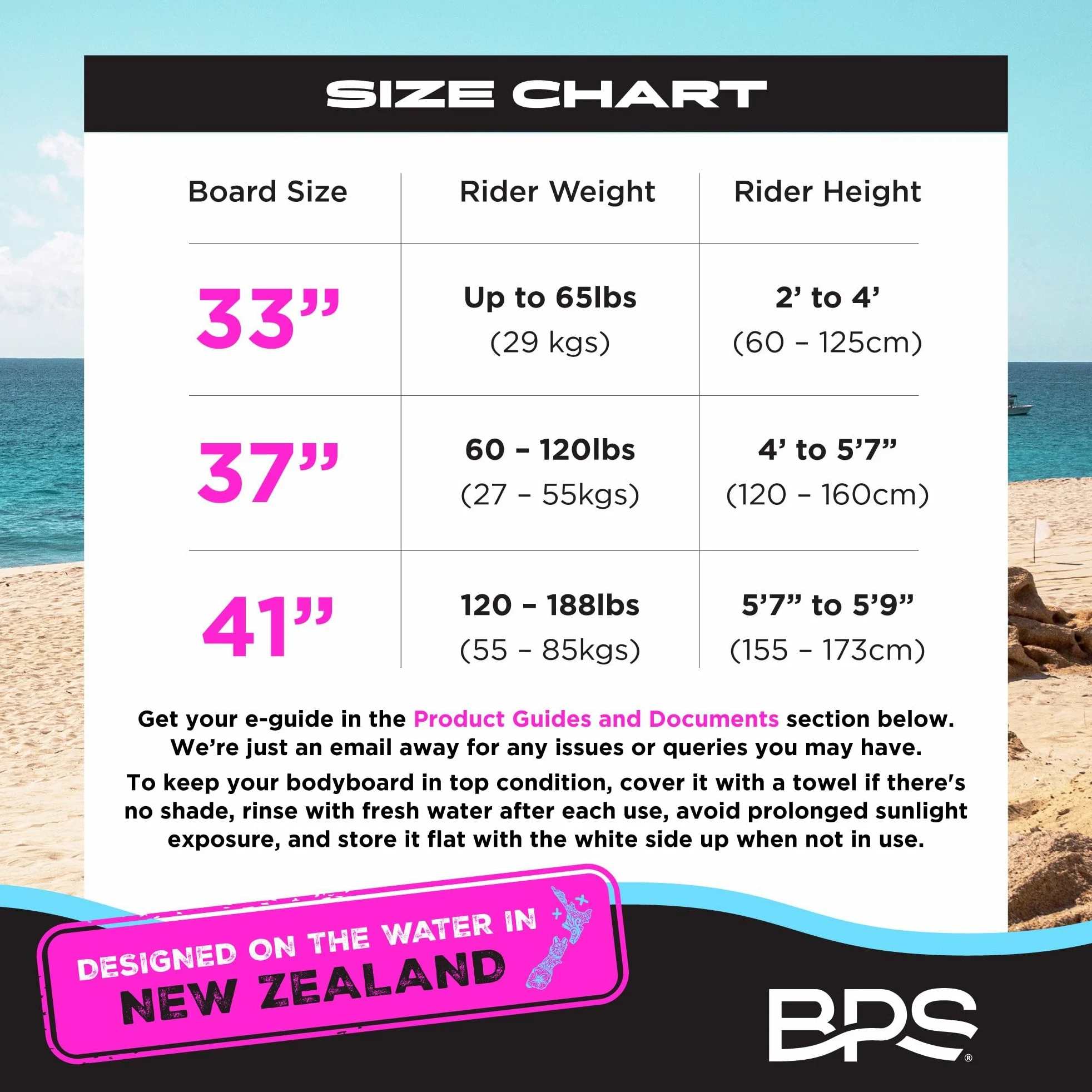 BPS New Zealand Shaka - Tabla de cuerpo para todas las condiciones de onda, ligera con núcleo de EPS, parte inferior lisa de polietileno de alta densidad, tablas de cuerpo para playa con correa de
