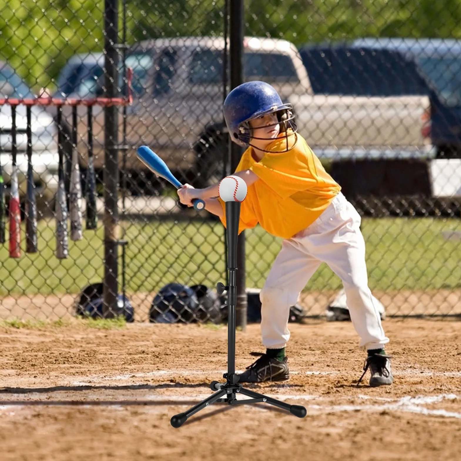 Bates de Béisbol Trípode Entrenador Softball Altura Ajustable con Bolsa para Niños 3-8 Años