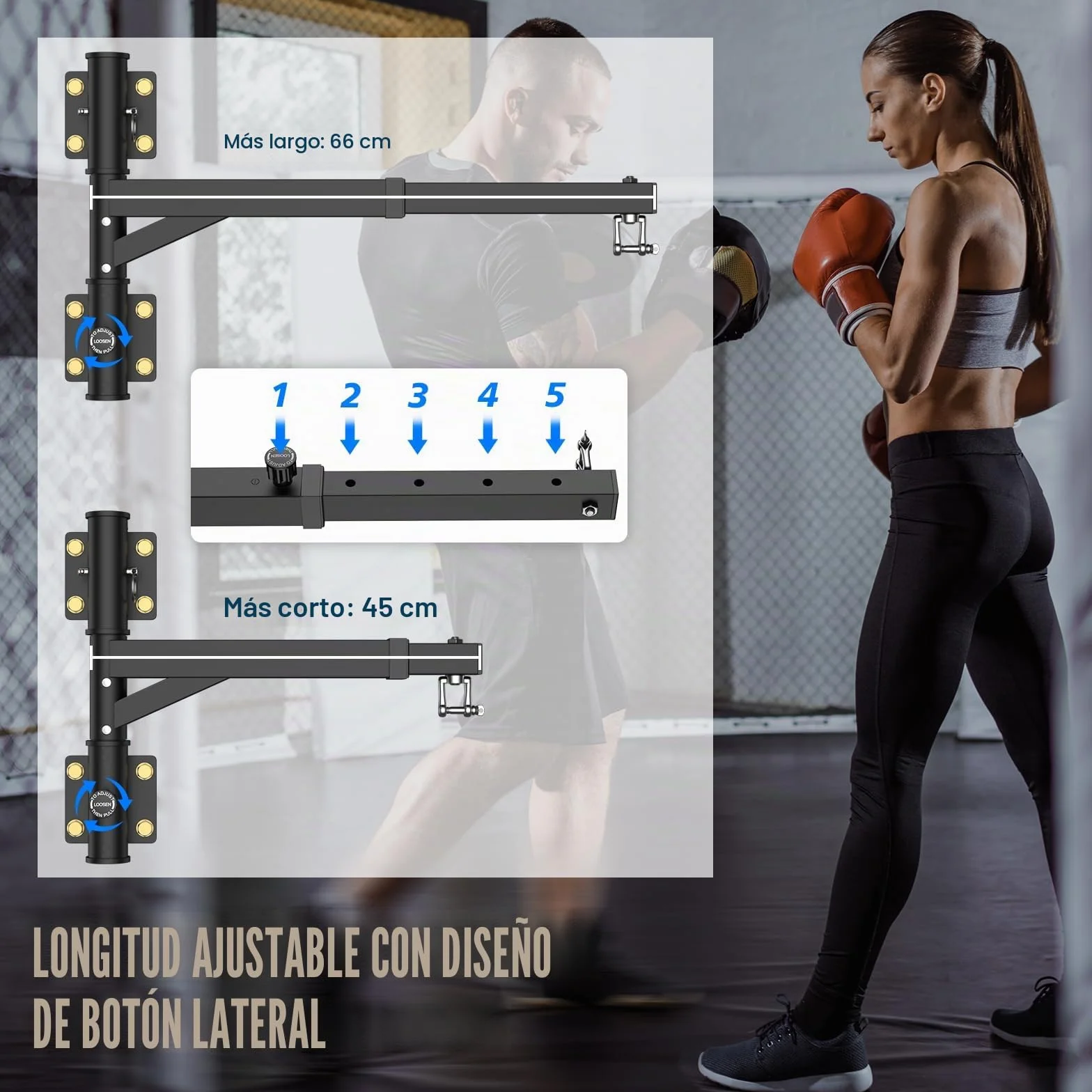 IMAYCC Soporte Saco Boxeo, Soporte Ajustable para Saco de Boxeo con Rotación de 180°, Espacio Eficiente, Interior t Exterior, Artes Marciales Mixtas Etc