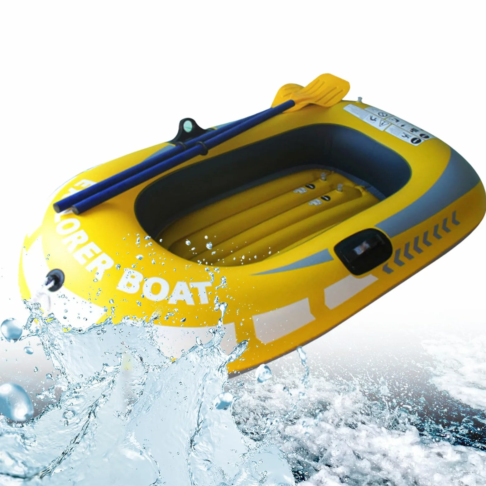 Kayak de barco inflable - embarcación de rafting portátil, moto acuática bomba de aire | Kayak plegable ligero para el uso de aventura en el lago, fuselaje resistente a la punción duradera con ranuras