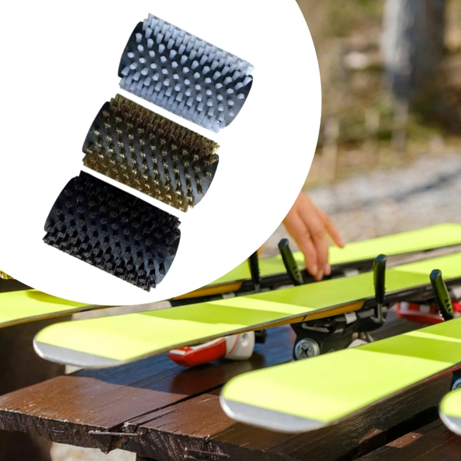 Kit de Cepillos para Encerar Tablas de Snowboard, Cepillo de Rodillo Eléctrico Eficiente, Nailon, Latón, Crin de Caballo.