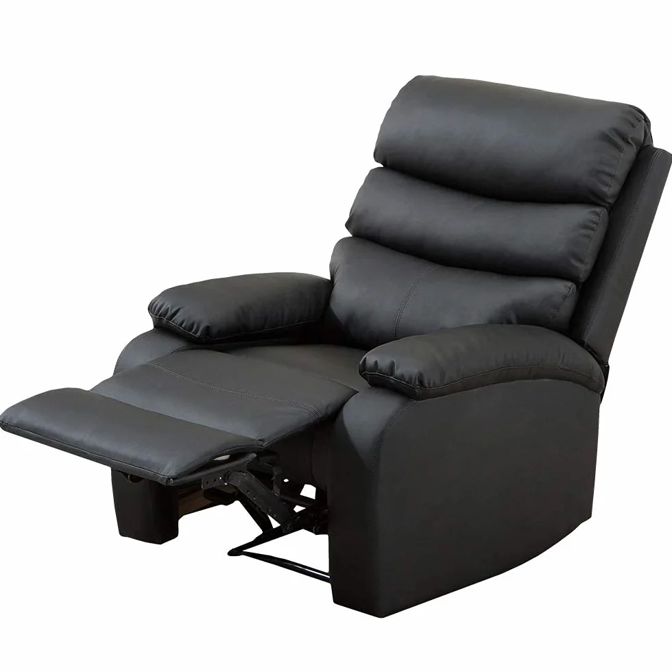 Sillón Relax Masaje Extra Acolchado Negro Reclinable 5 Modos Calor Lumbar 8 Motores Mando Control 4 Zonas Masaje Polipiel
