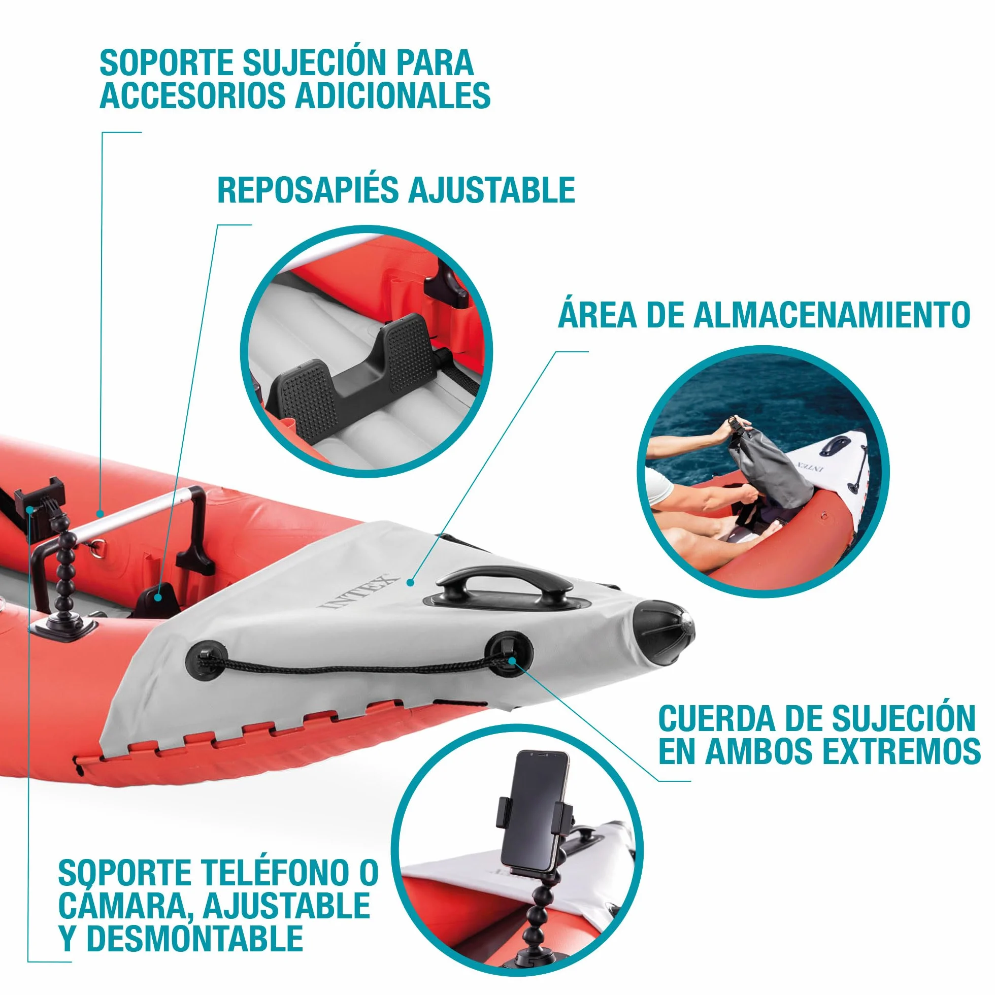 INTEX Kayak Hinchable Excursion Pro Remo + Hinchador